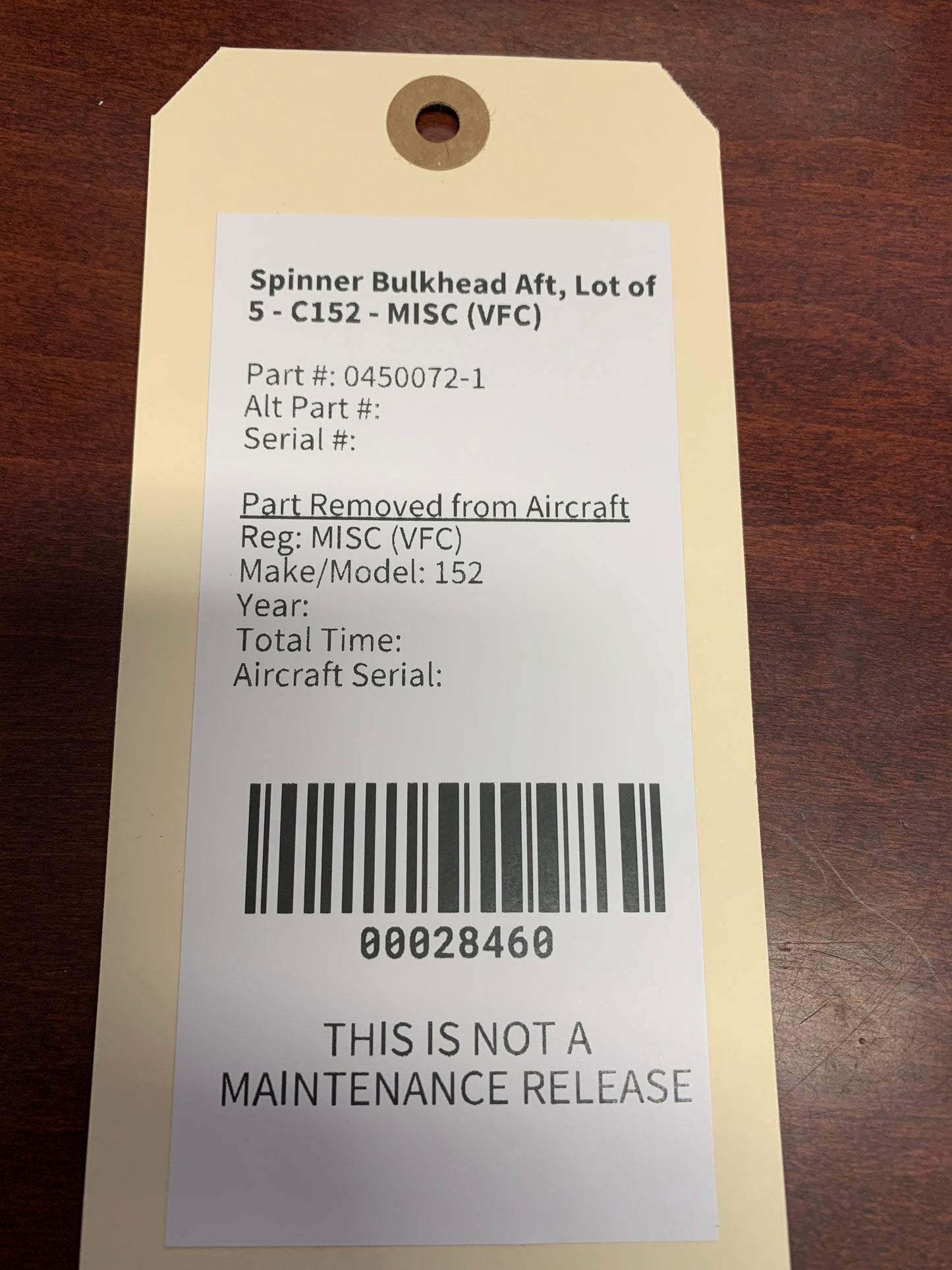 Spinner Bulkhead Aft, Lot of 5 - C152 - MISC (VFC)