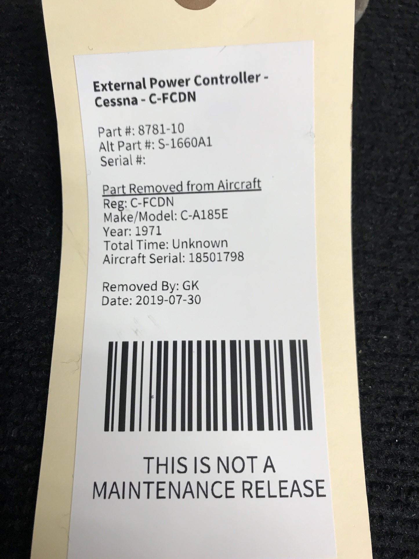 External Power Controller - Cessna - C-FCDN
