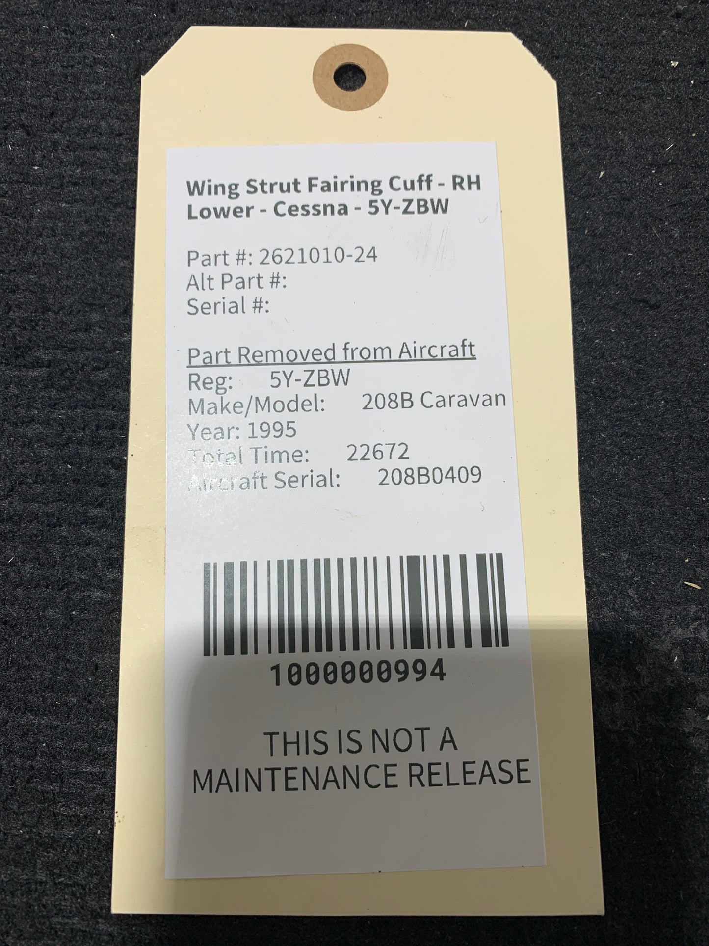 Wing Strut Fairing Cuff - RH Lower - Cessna - 5Y-ZBW