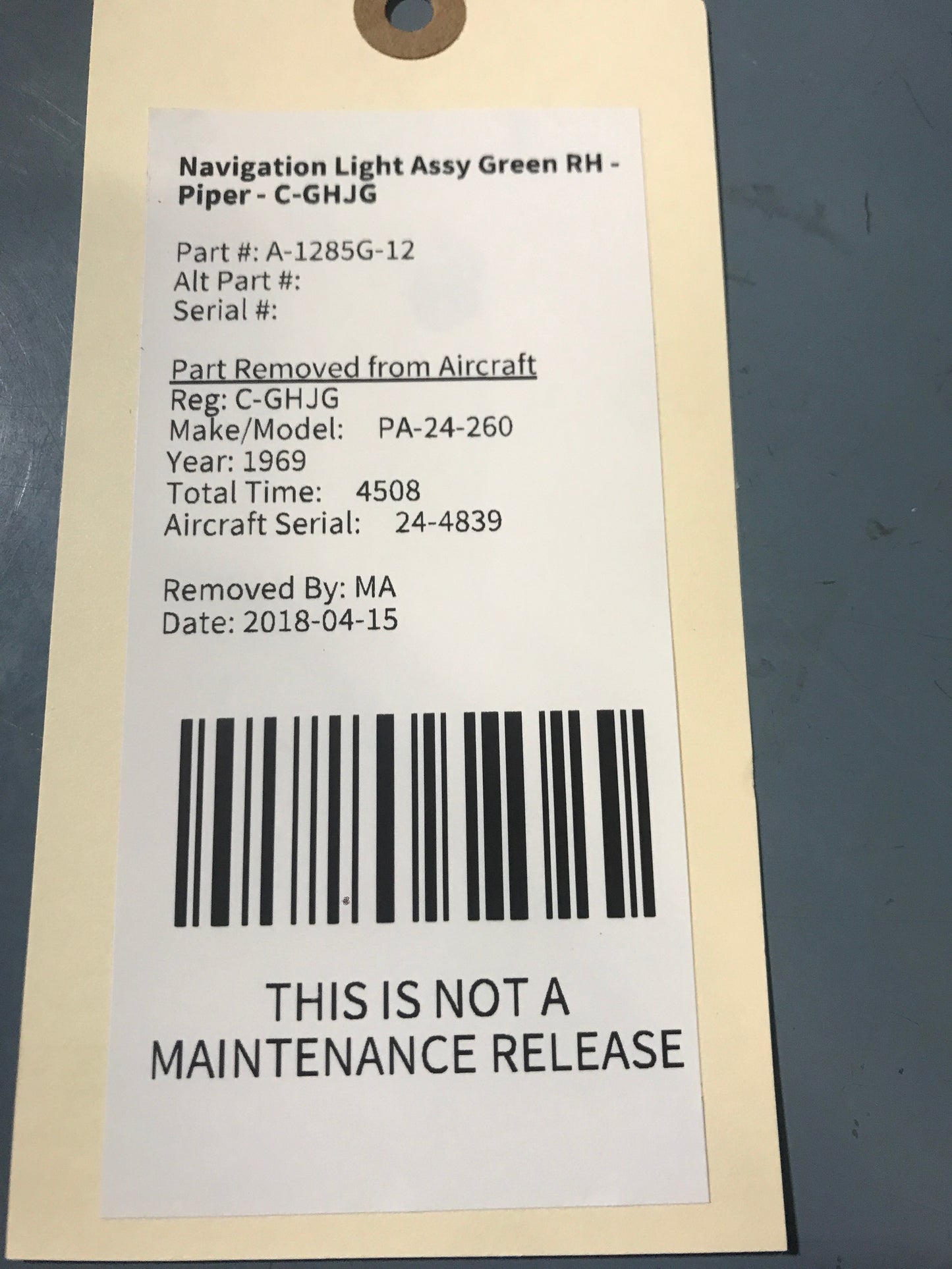 Navigation Light Assy Green RH - Piper - C-GHJG