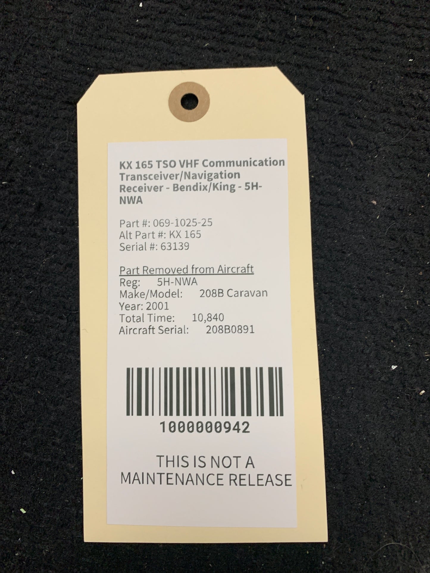 KX 165 TSO VHF Communication Transceiver/Navigation Receiver - Bendix/King - 5H-NWA