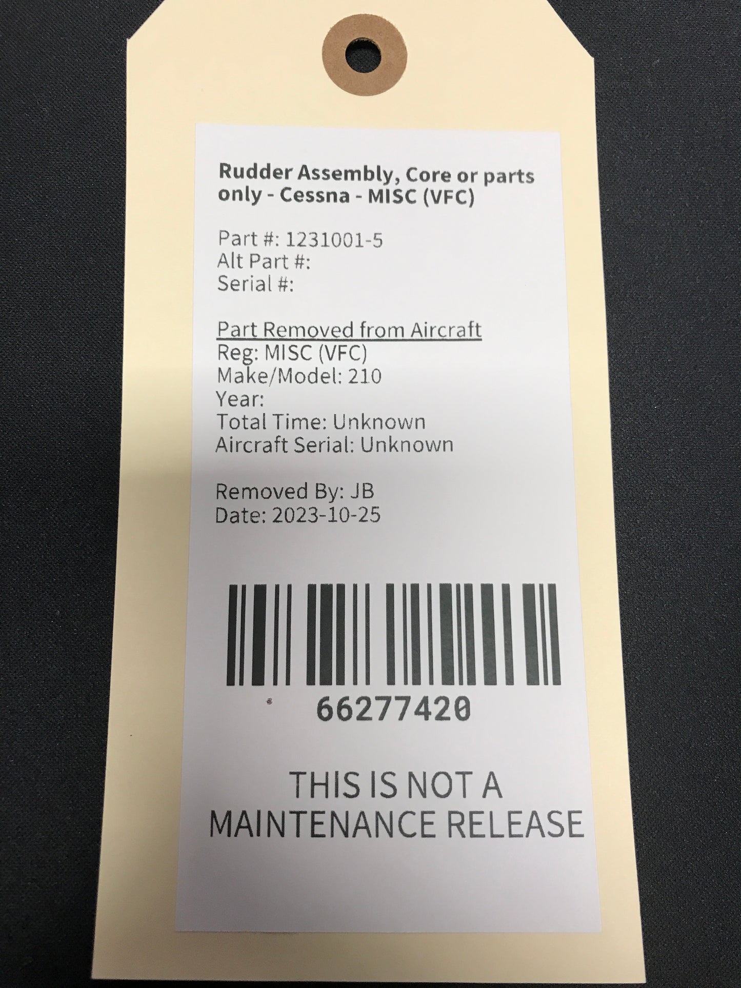 Rudder Assembly, Core or parts only - Cessna - MISC (VFC)