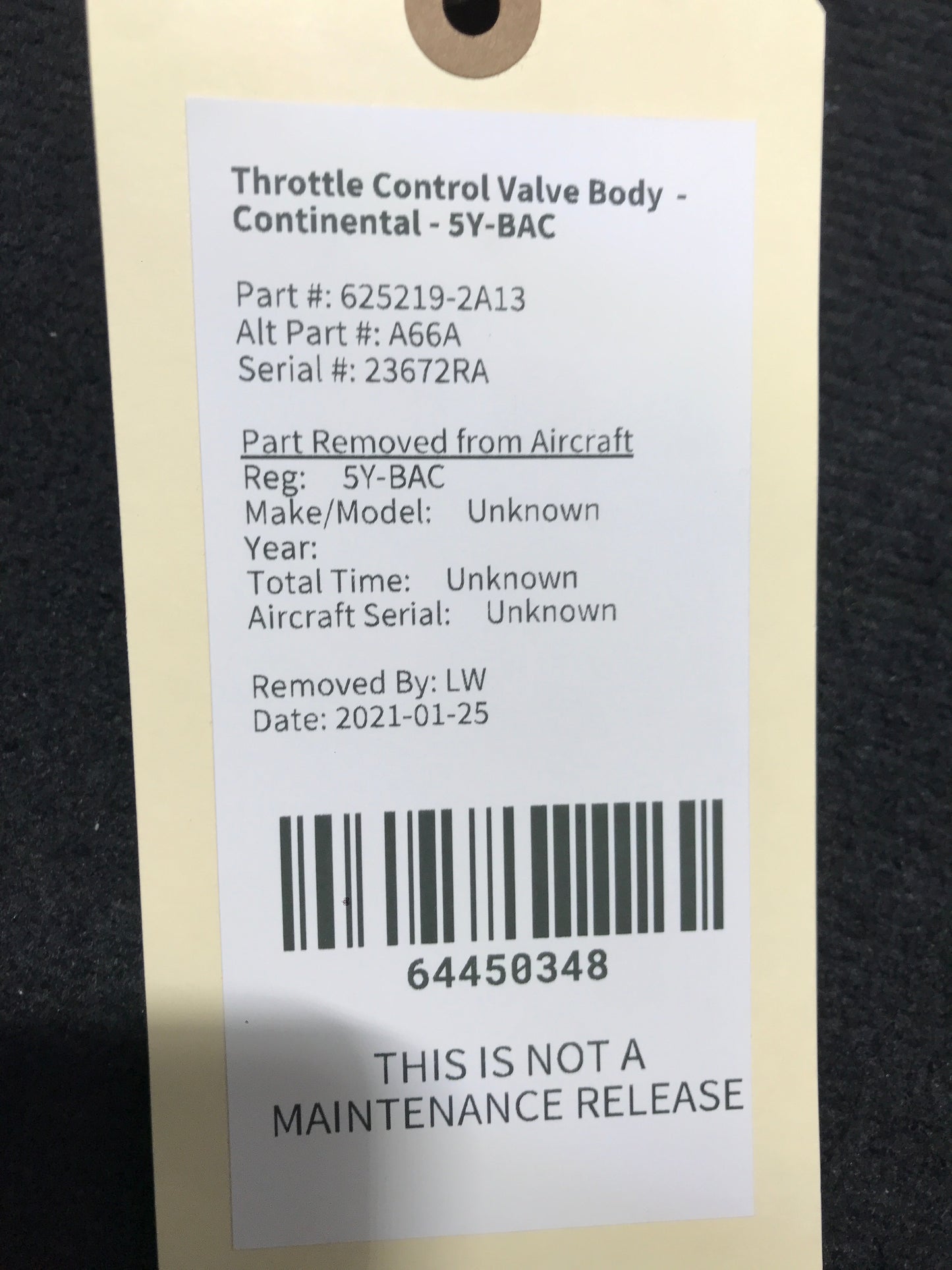 Throttle Control Valve Body - Continental - 5Y-BAC