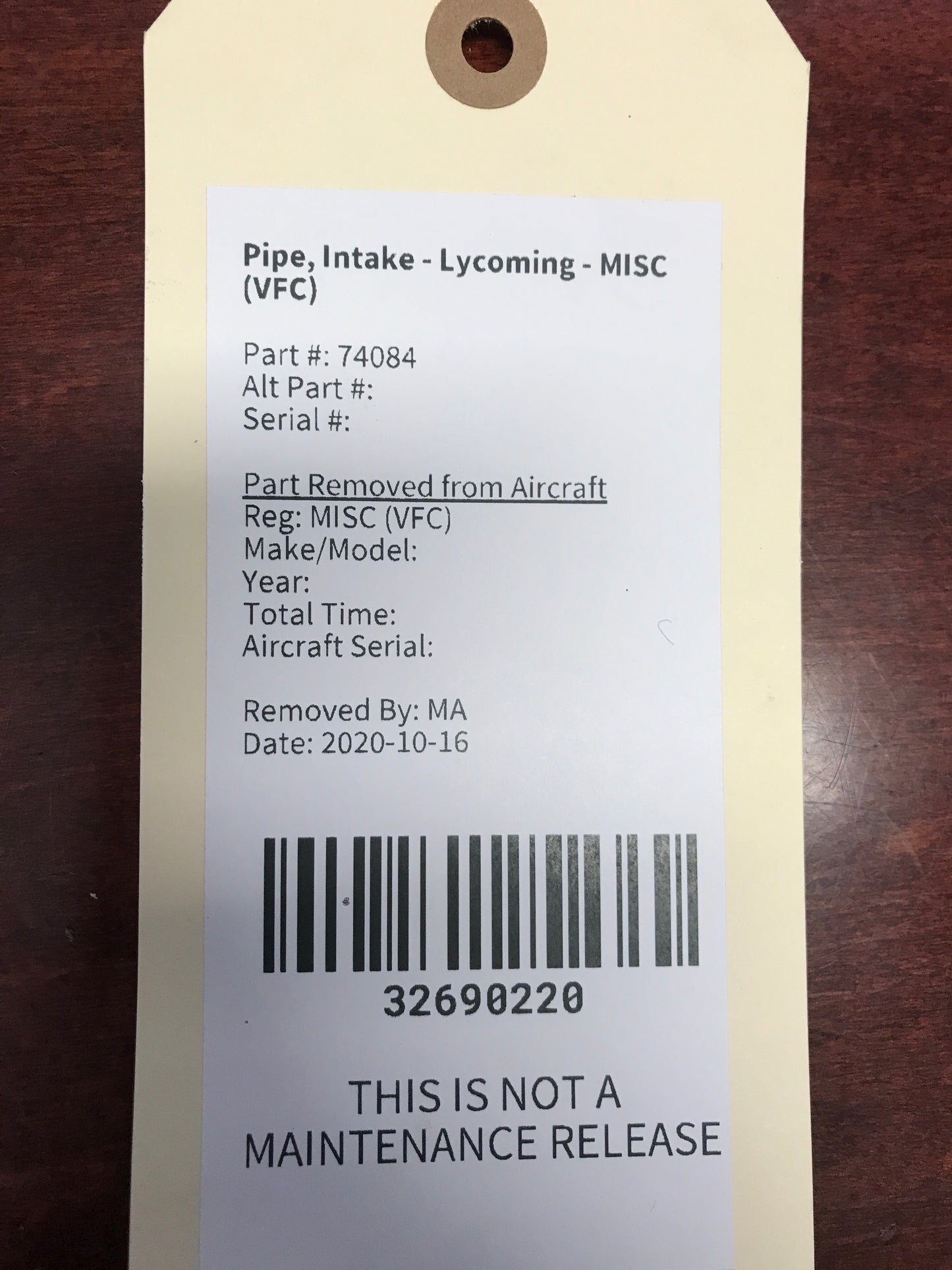 Pipe, Intake - Lycoming - MISC (VFC)