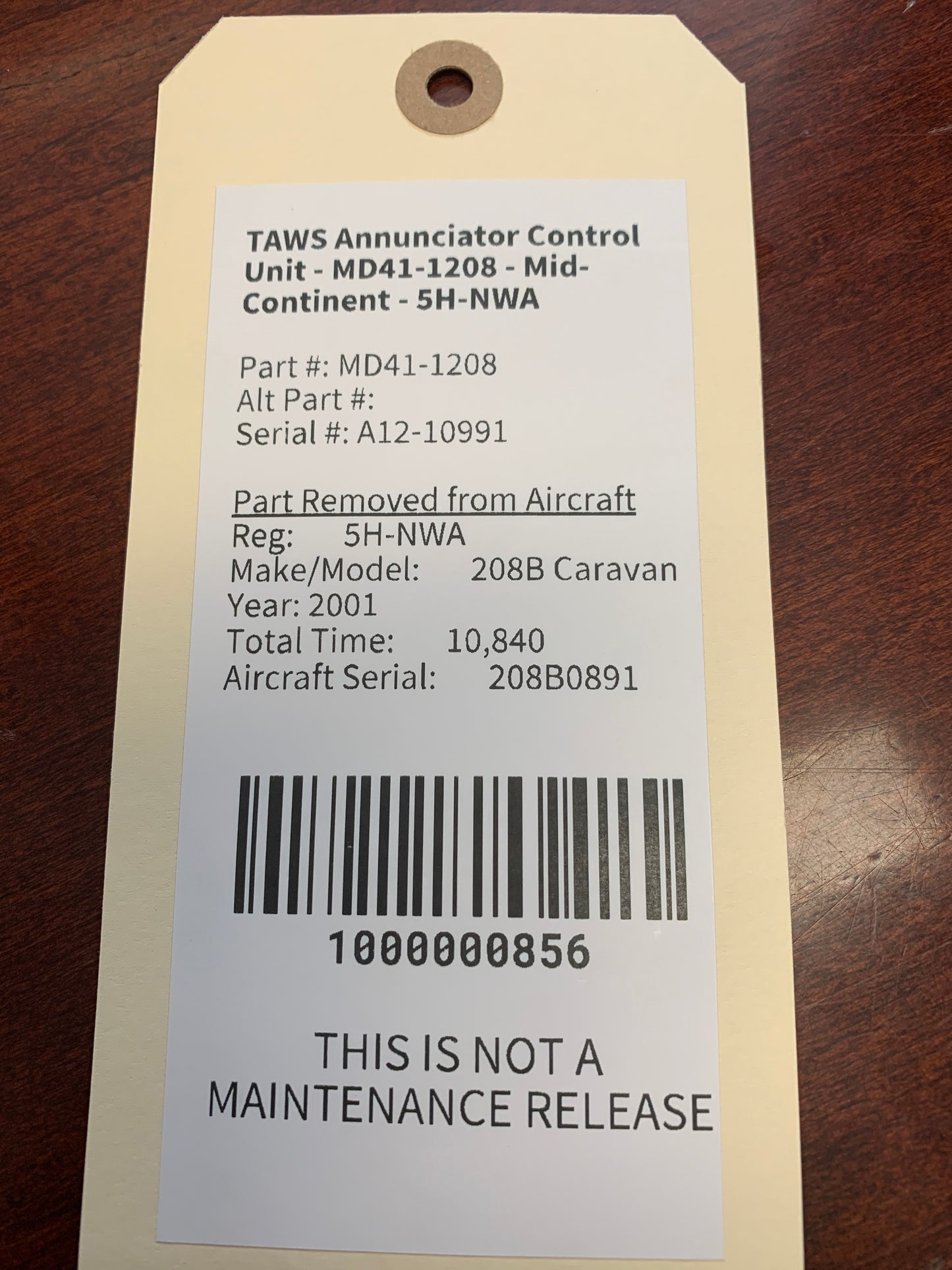 TAWS Annunciator Control Unit - MD41-1208 - Mid-Continent - 5H-NWA