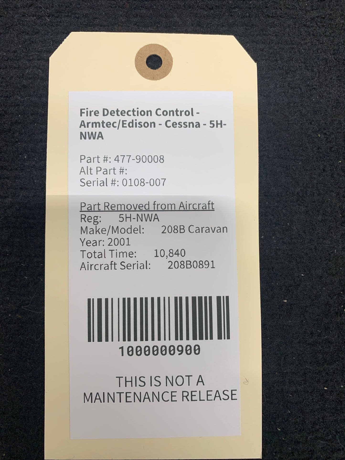 Fire Detection Control - Armtec/Edison - Cessna - 5H-NWA