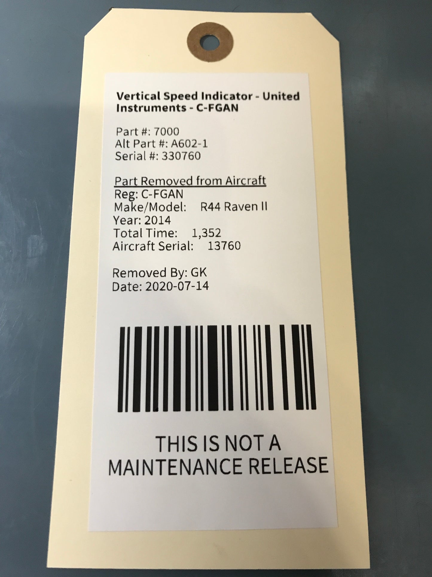 Vertical Speed Indicator - United Instruments - C-FGAN
