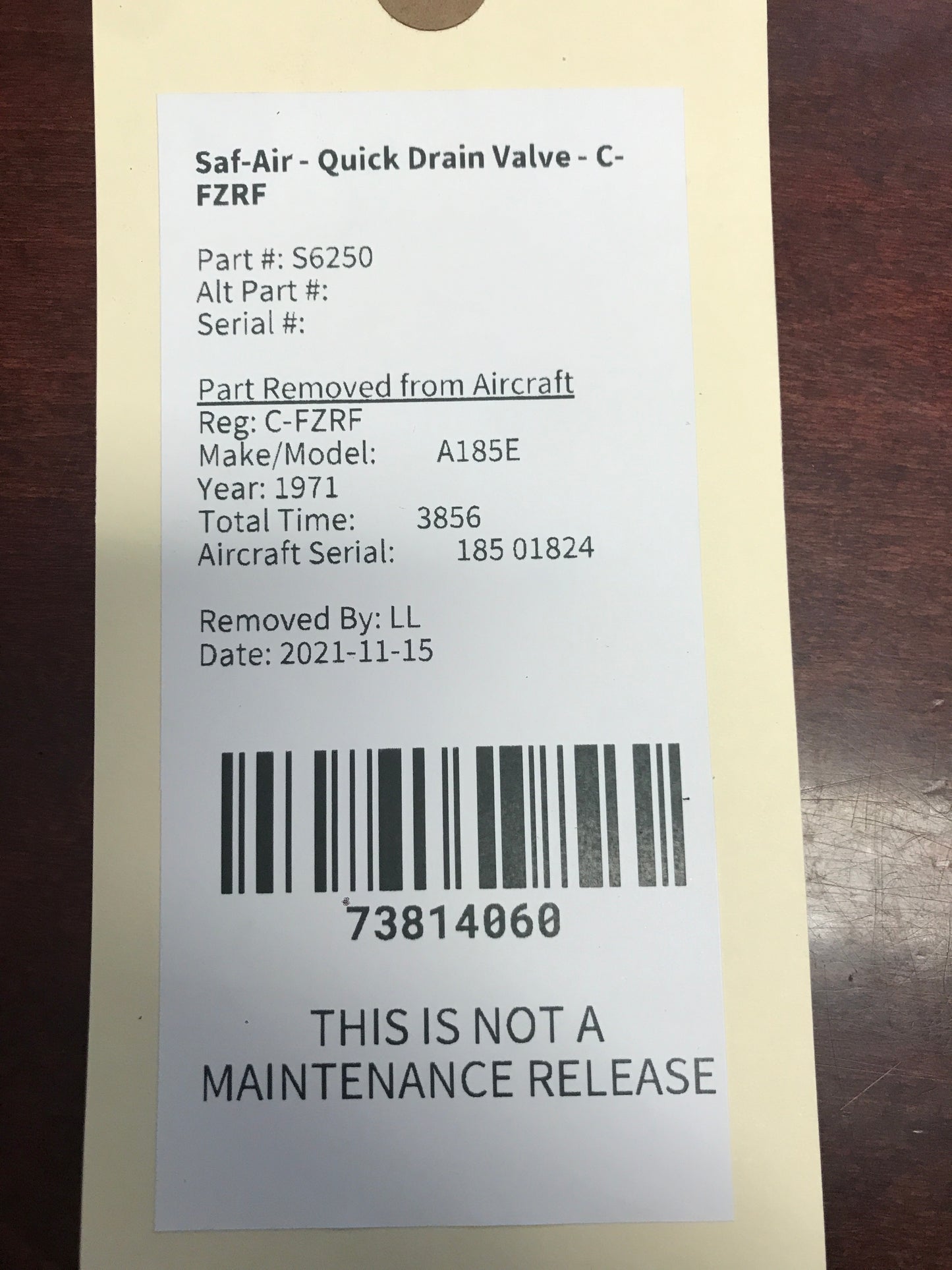 Saf-Air - Quick Drain Valve - C-FZRF