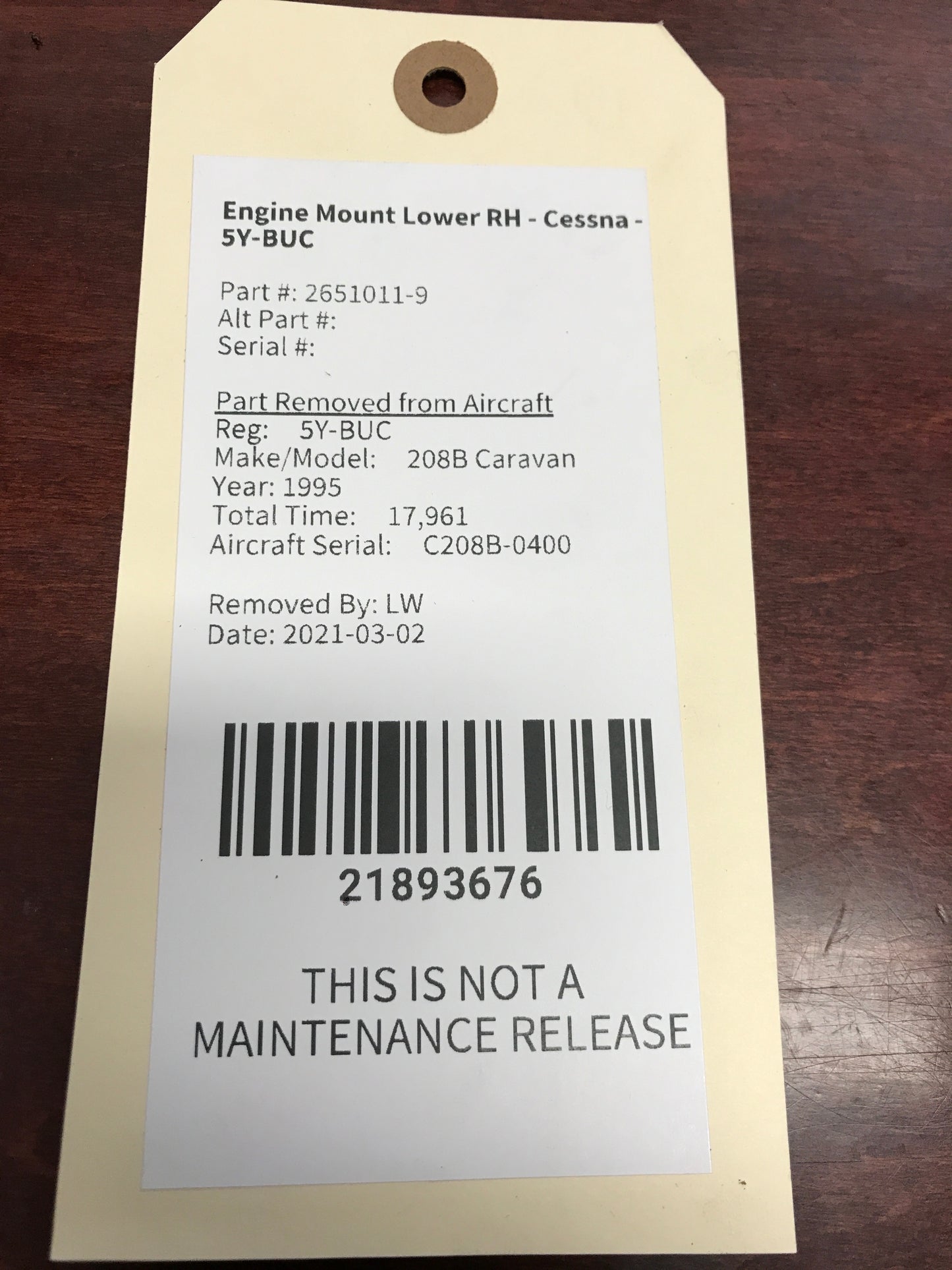 Engine Mount Lower RH - Cessna - 5Y-BUC