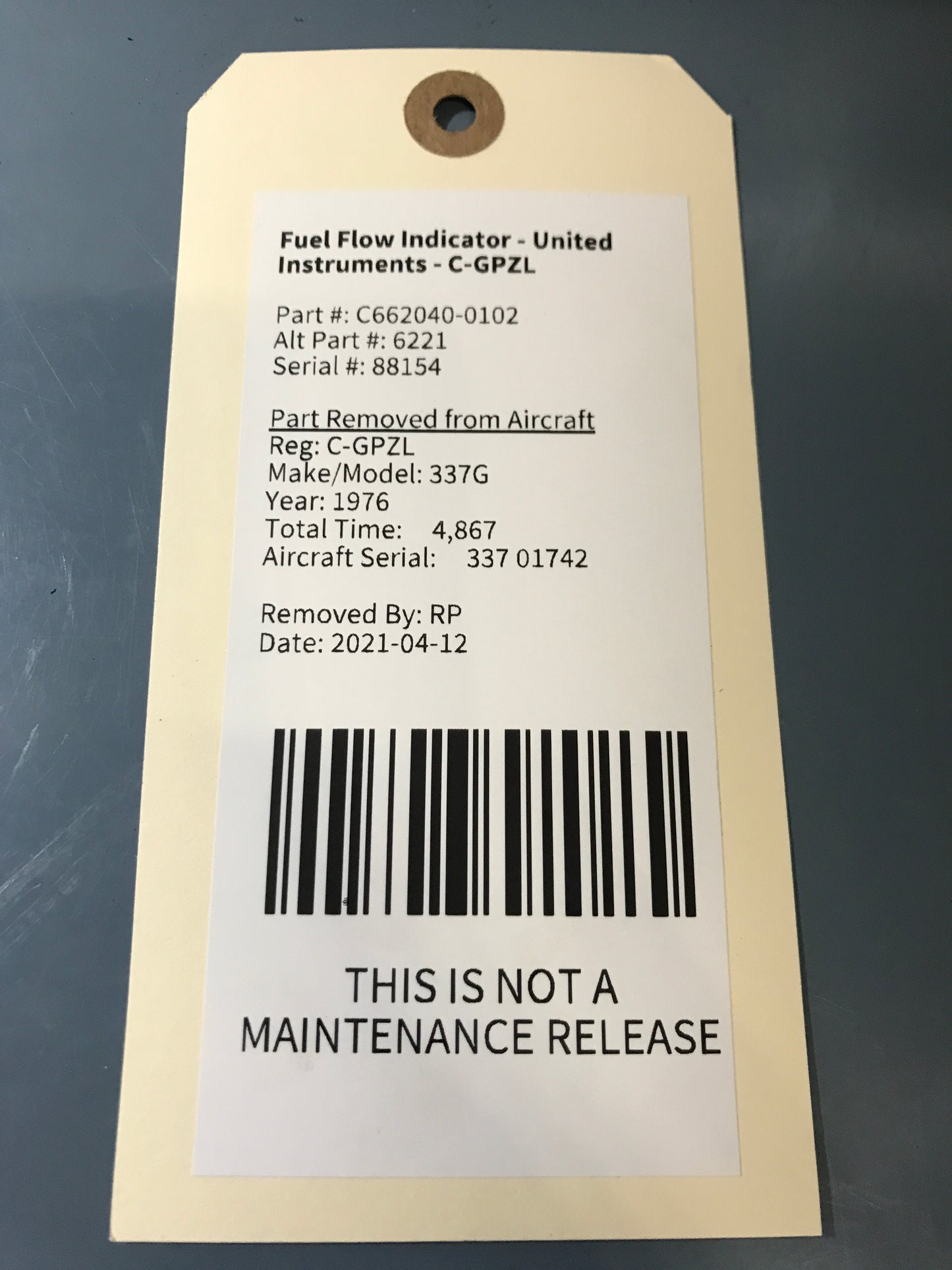 Fuel Flow Indicator - United Instruments - C-GPZL