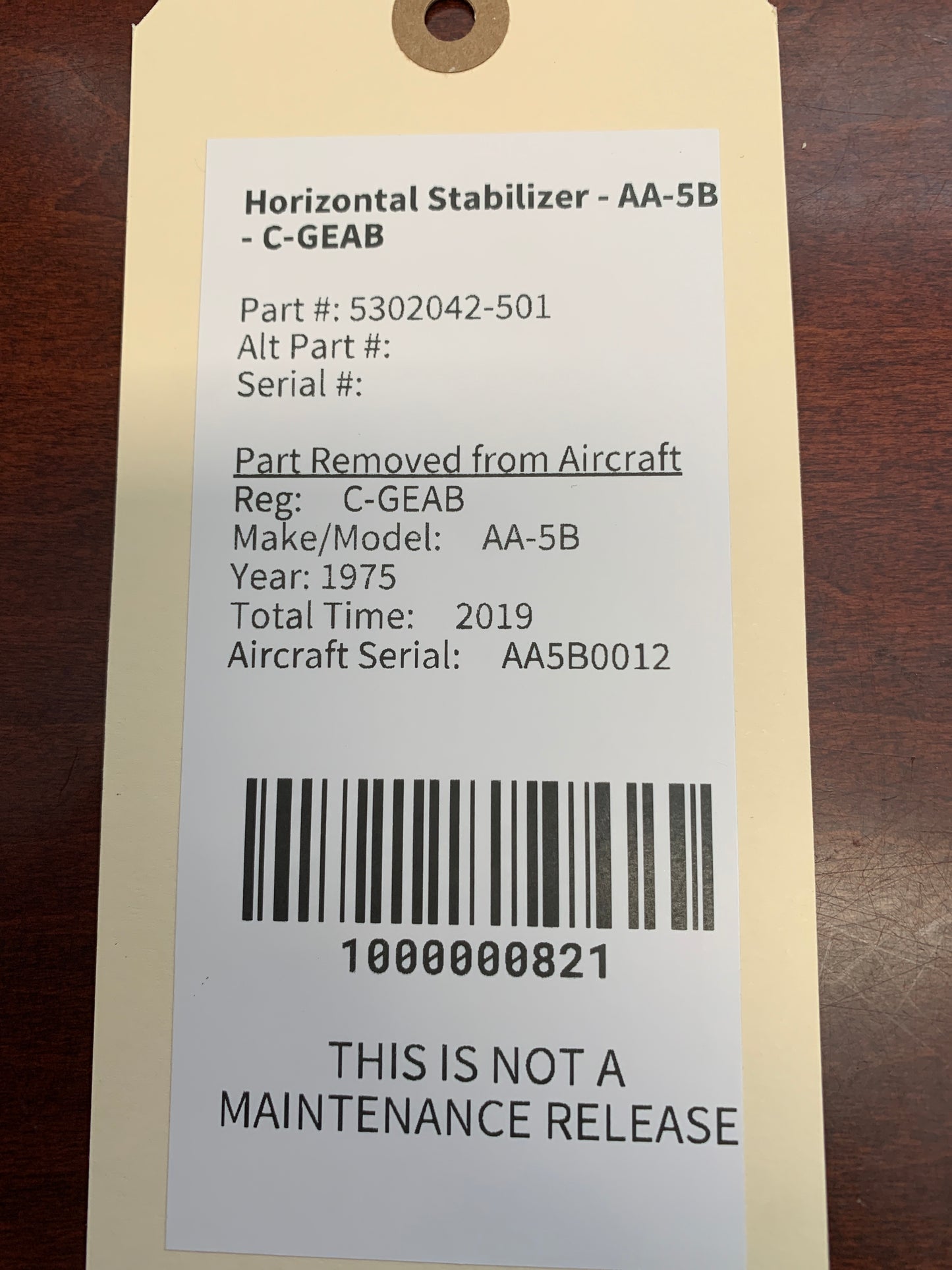 Horizontal Stabilizer - AA-5B - C-GEAB