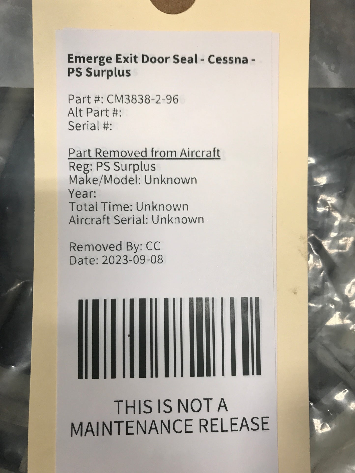 Emergency Exit Door Seal - Cessna - PS Surplus
