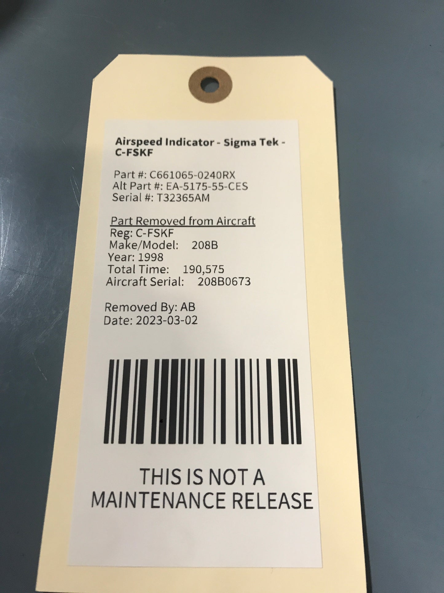 Airspeed Indicator - Sigma Tek - C-MISC