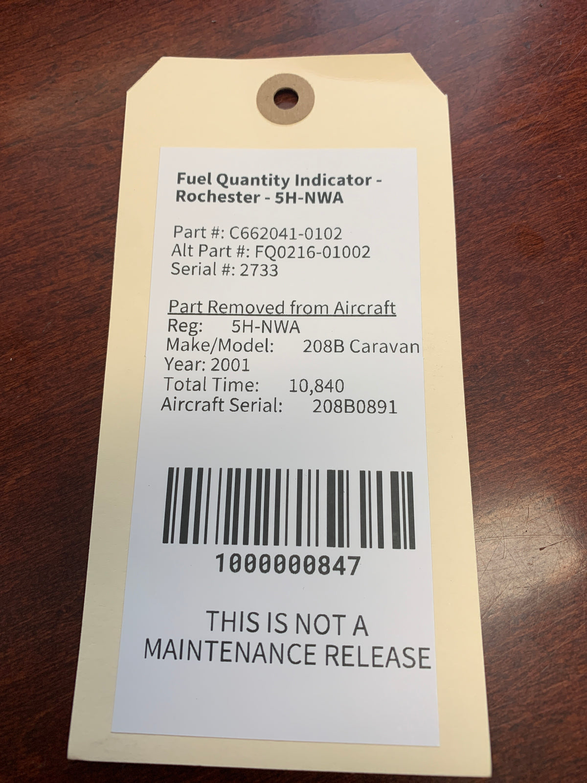 Fuel Quantity Indicator - Rochester - 5H-NWA