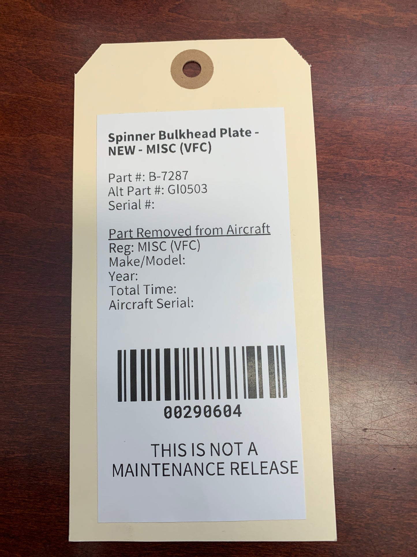 Spinner Bulkhead Plate - NEW - MISC (VFC)