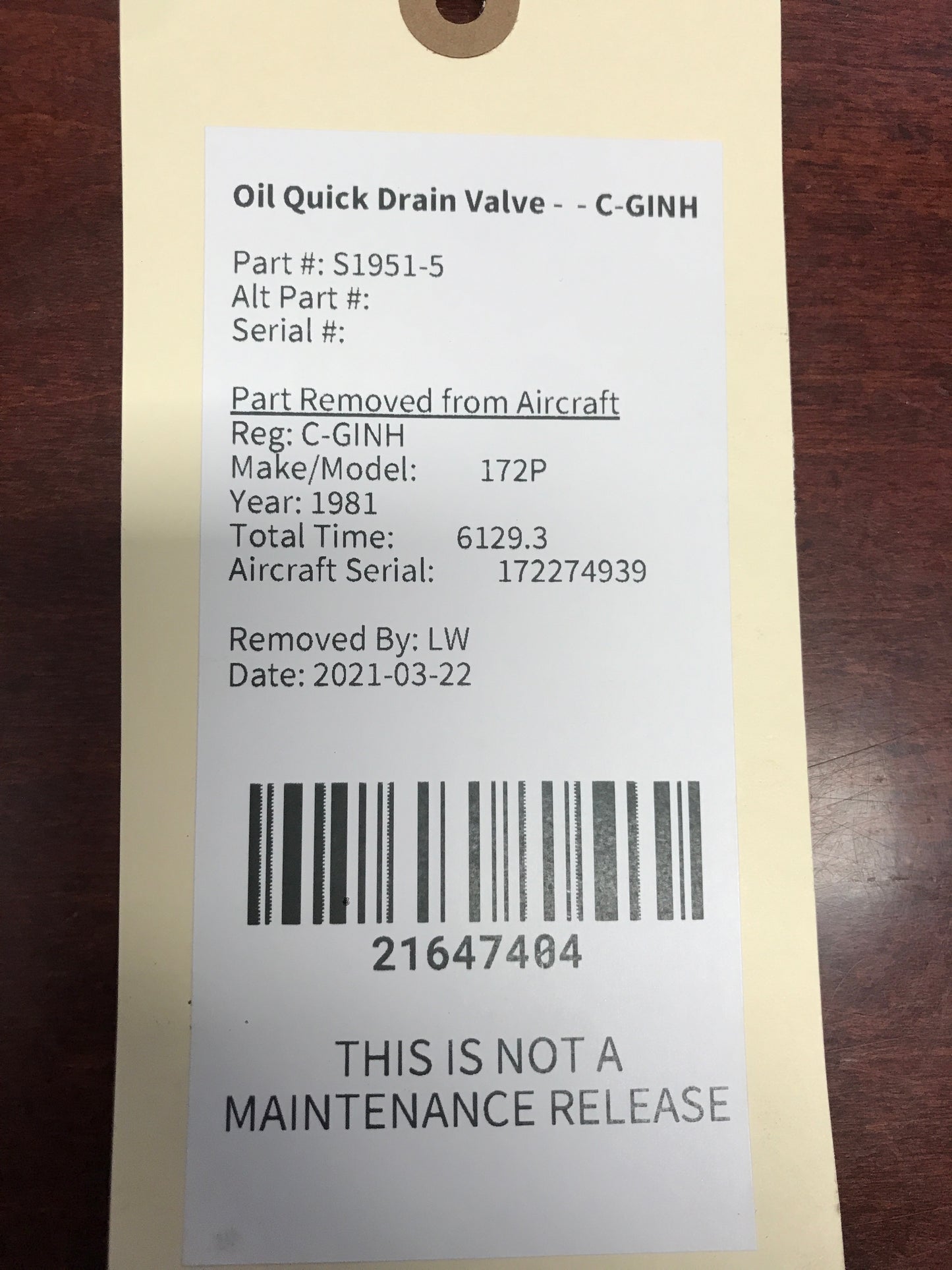 Oil Quick Drain Valve - - C-GINH