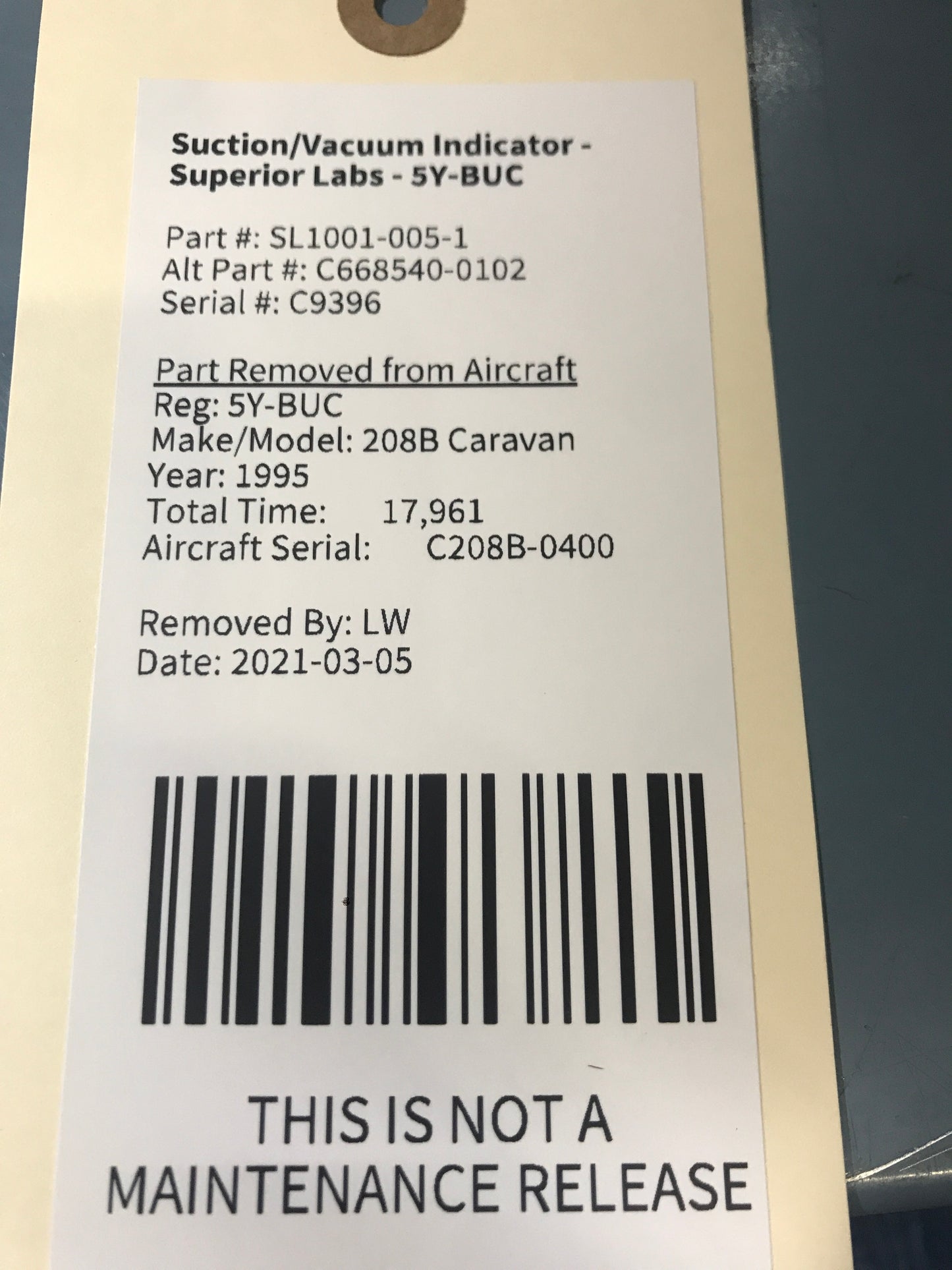 Suction Gauge - Superior Labs - 5Y-BUC