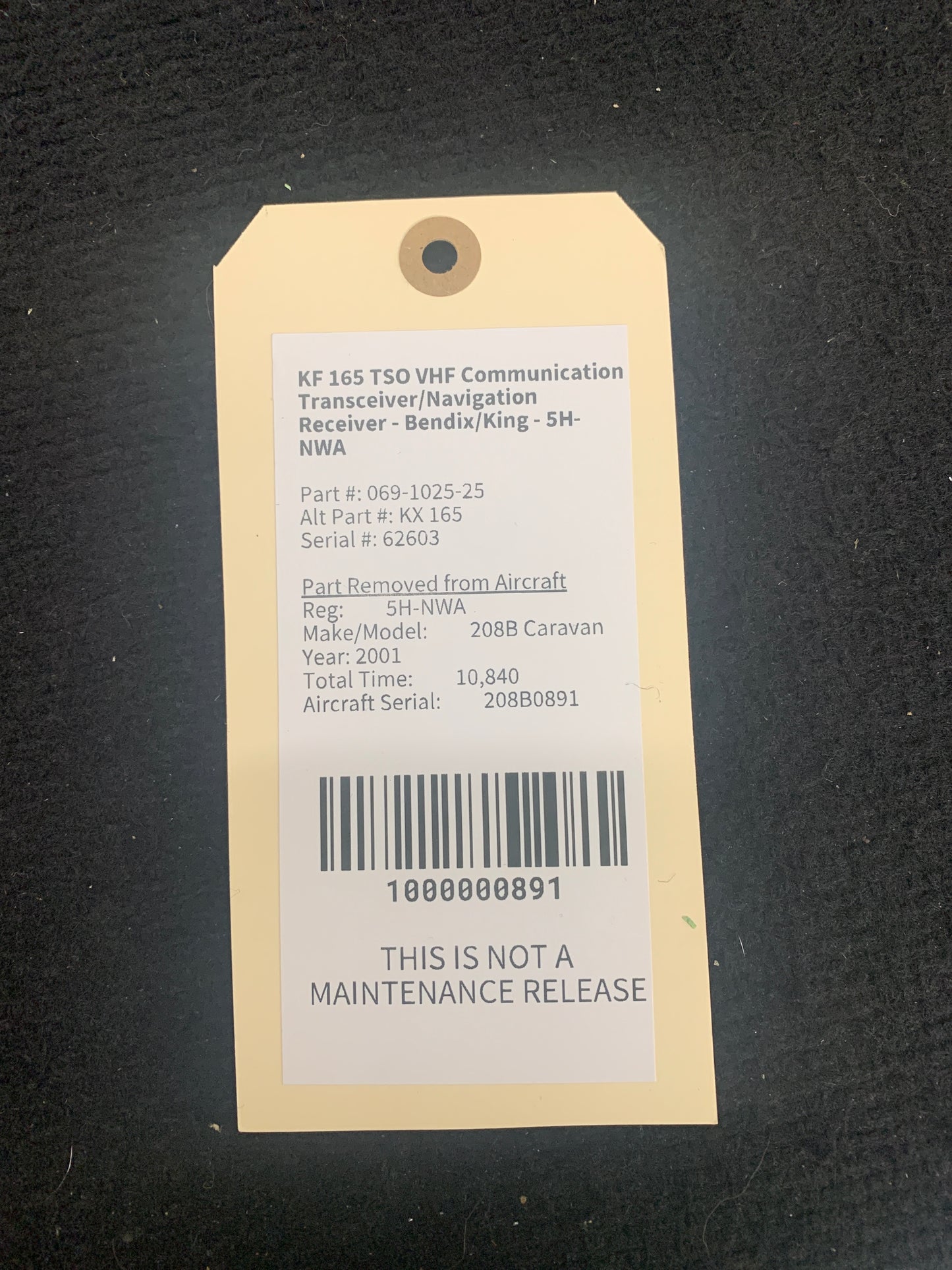 KX 165 TSO VHF Communication Transceiver/Navigation Receiver - Bendix/King - 5H-NWA
