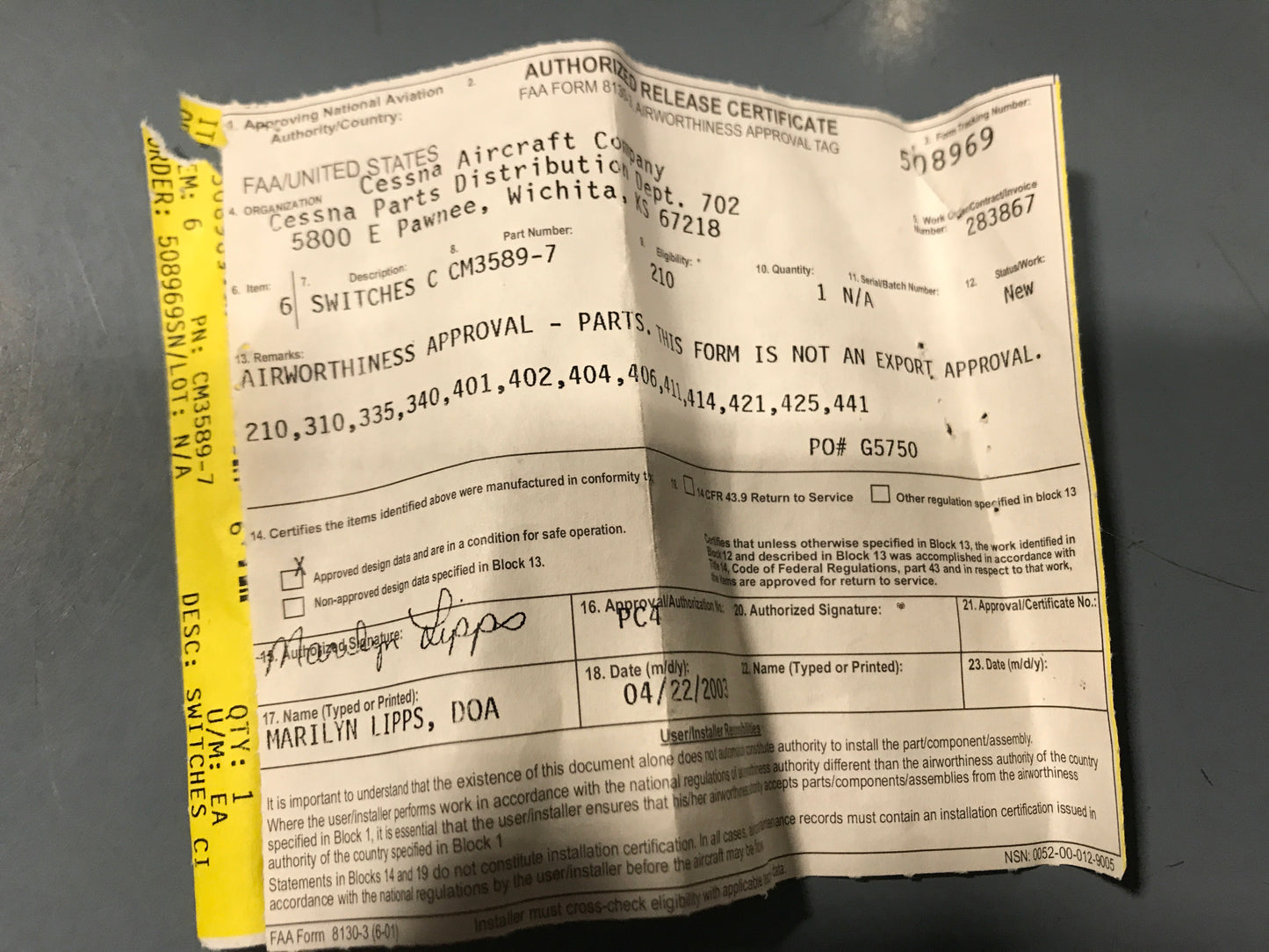 Circuit Breaker Switch - Cessna - PS Surplus