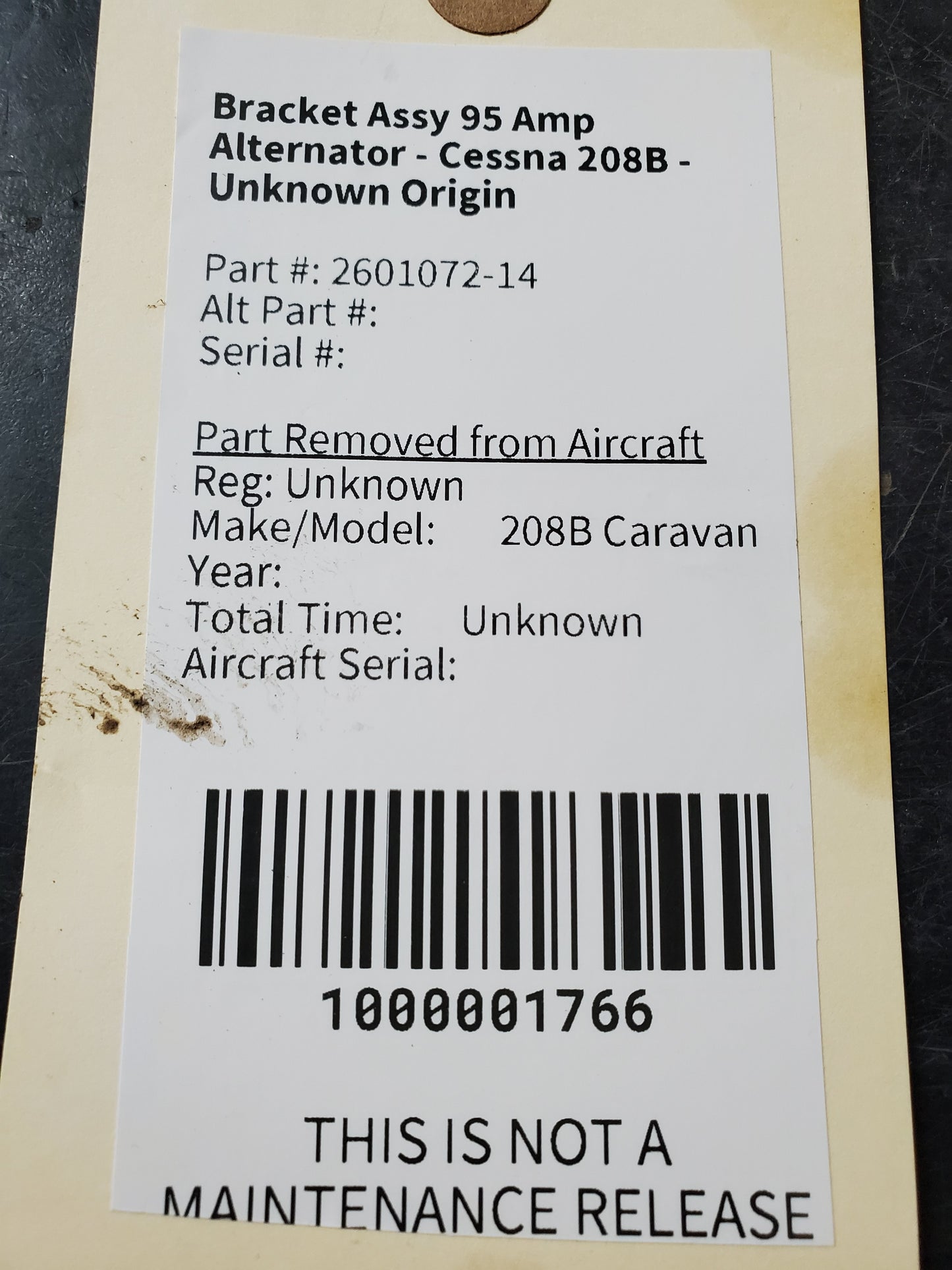 Bracket Assy 95 Amp Alternator - Cessna 208B - Unknown Origin