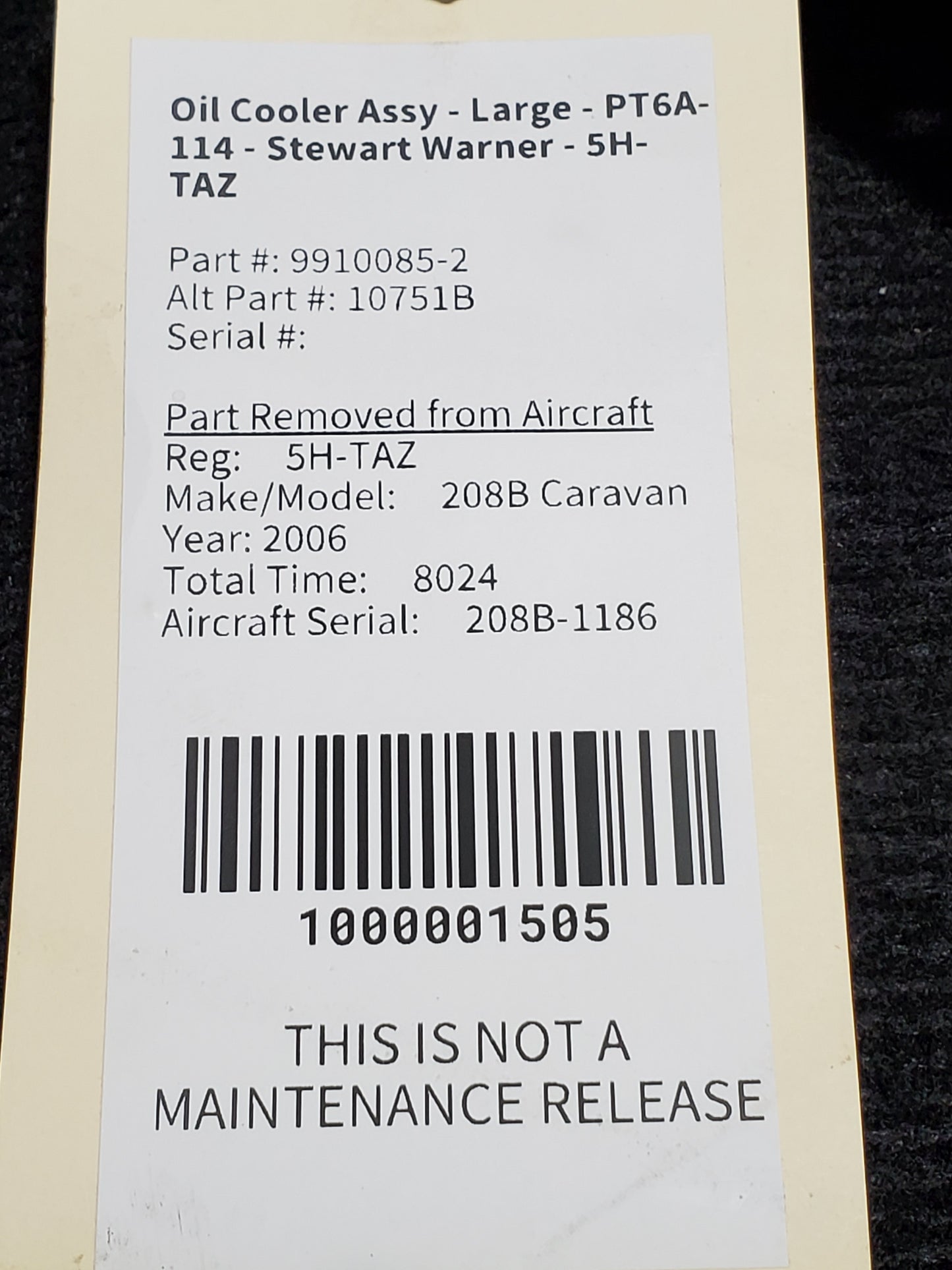 Oil Cooler Assy - Large - PT6A-114 - Stewart Warner - 5H-TAZ