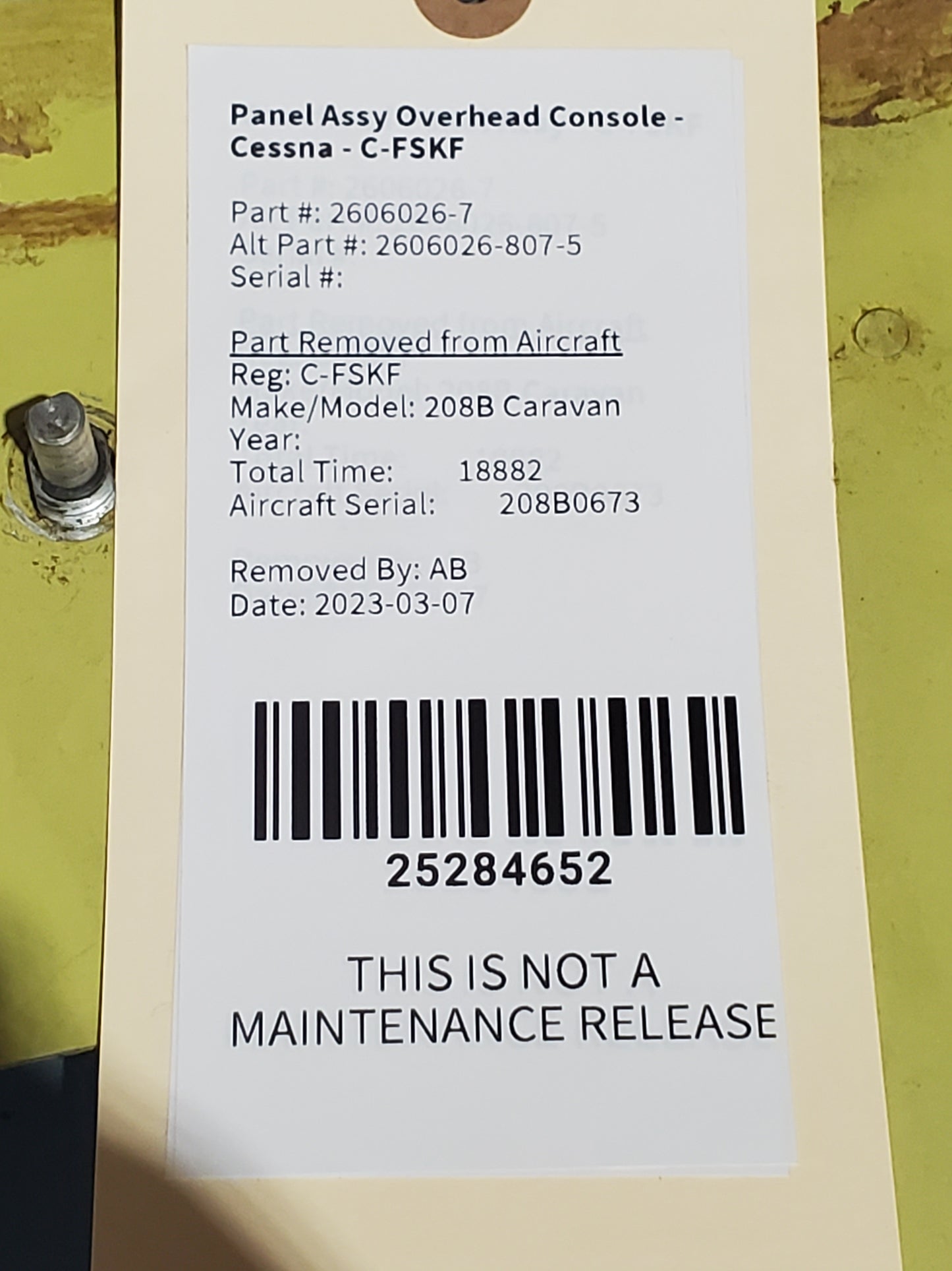 Panel Assy Overhead Console - Cessna - C-MISC