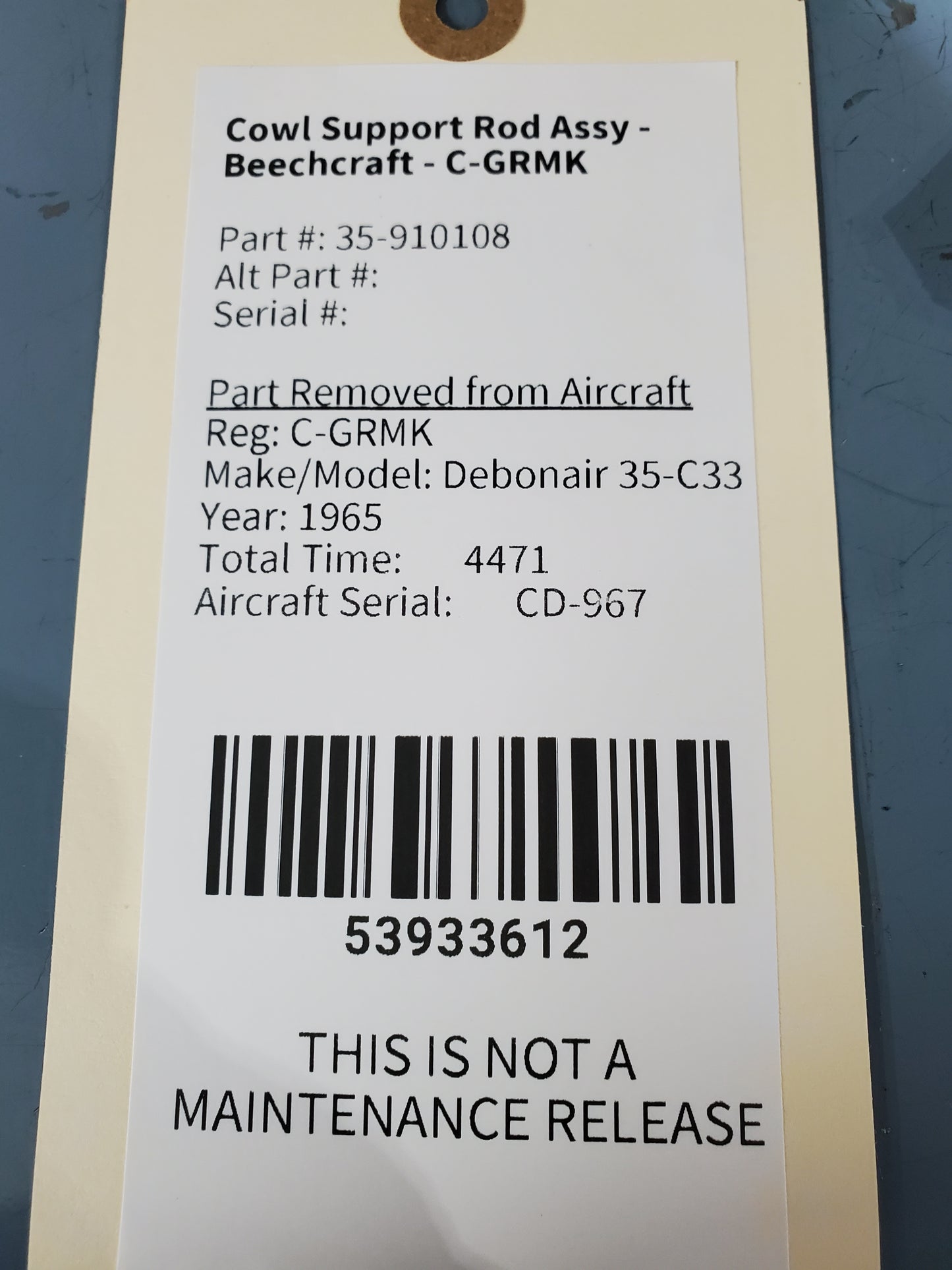 Cowl Support Rod Assy - Beechcraft - C-GRMK