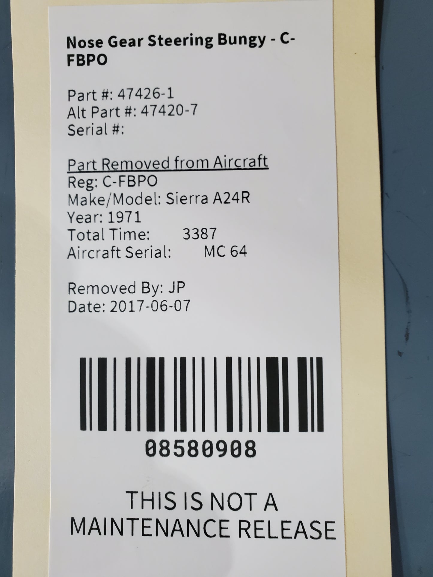 Nose Gear Steering Bungy - C-FBPO