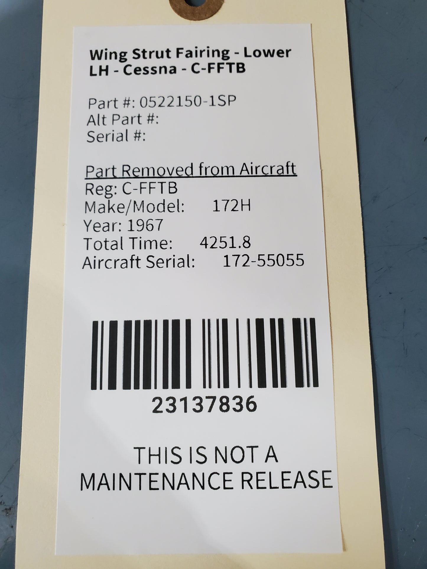 Wing Strut Fairing - Lower LH - Cessna - C-FFTB