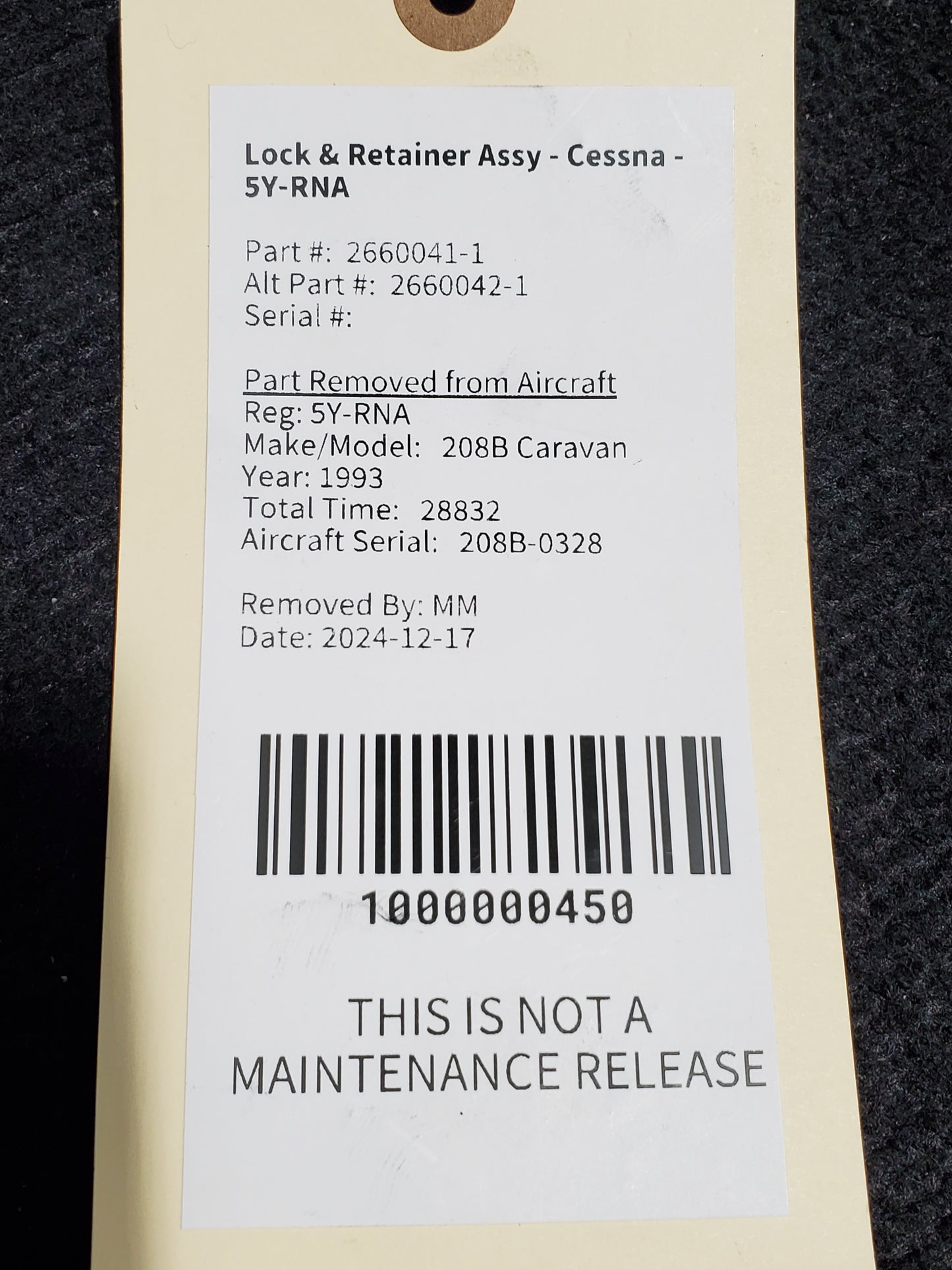 Lock & Retainer Assy - Cessna - 5Y-RNA