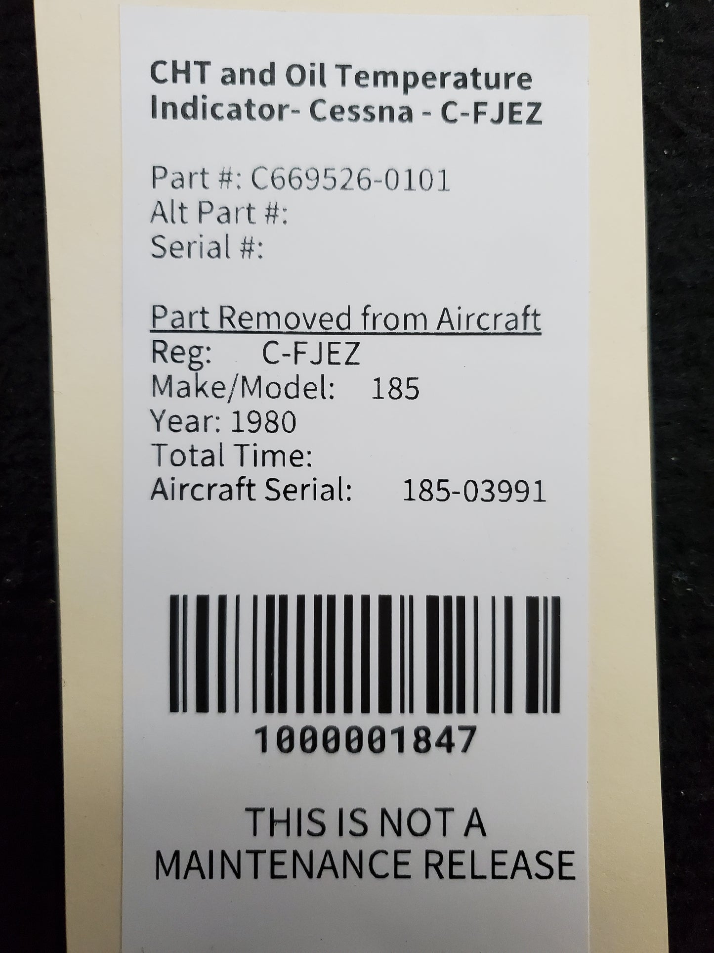 CHT and Oil Temperature Indicator- Cessna - C-FJEZ