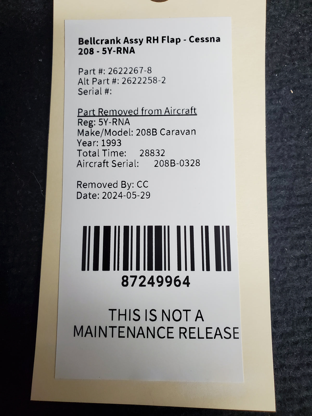 Bellcrank Assy RH Flap - Cessna 208 - 5Y-RNA