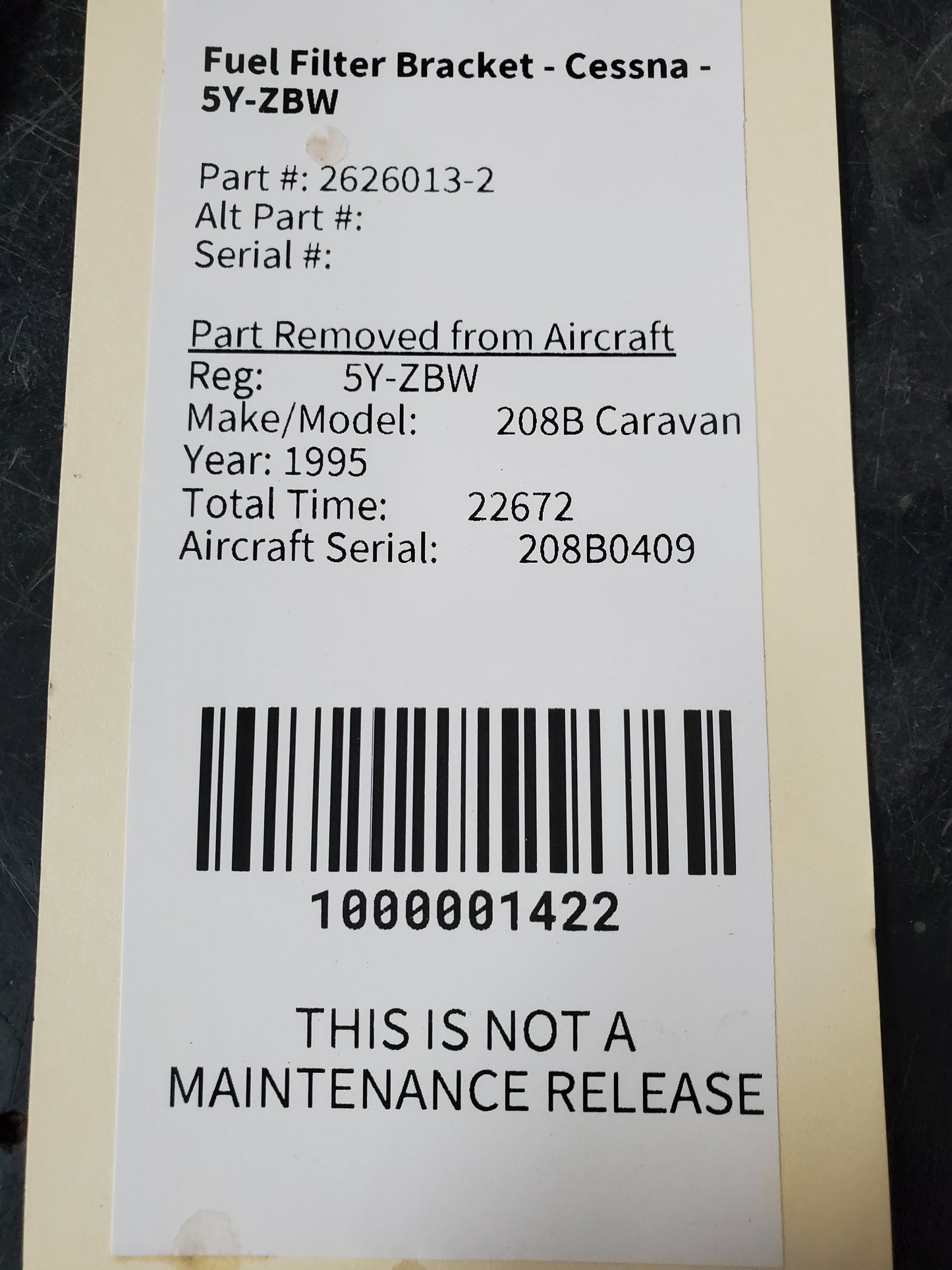 Fuel Filter Bracket - Cessna - 5Y-ZBW