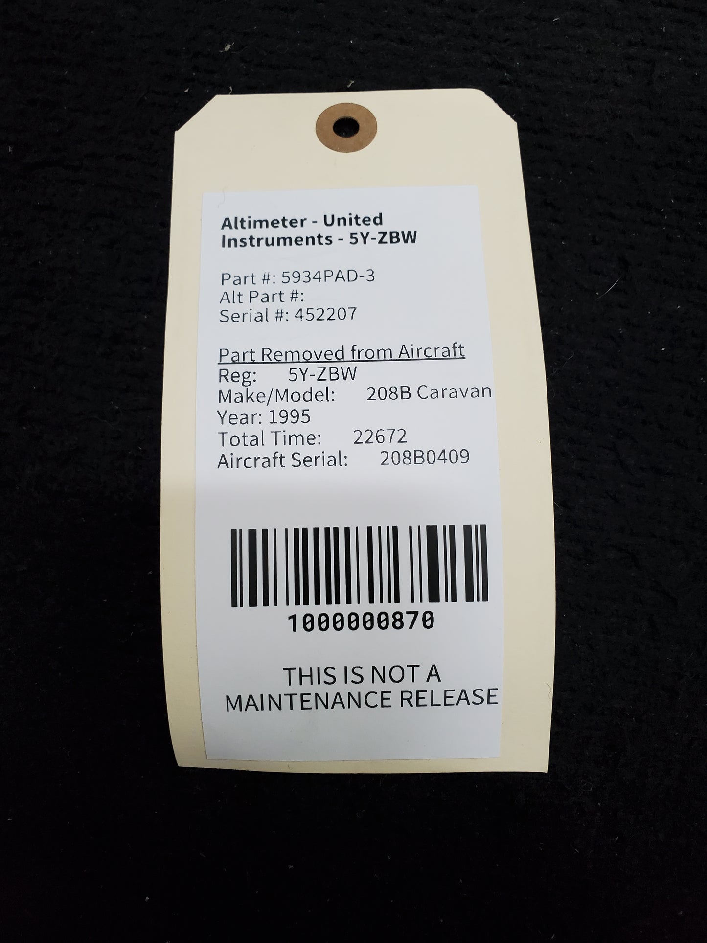 Altimeter - United Instruments - 5Y-ZBW