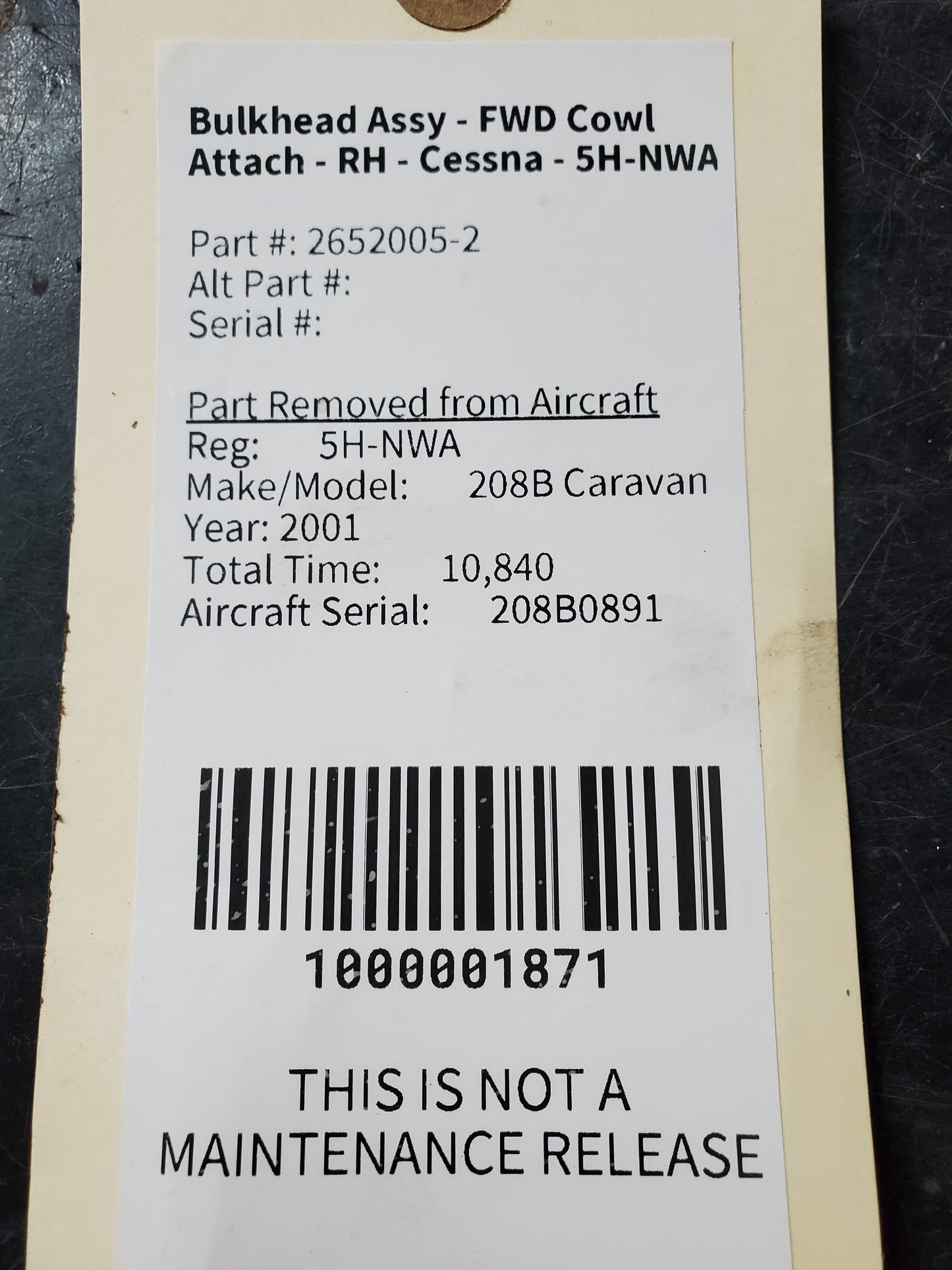 Bulkhead Assy - FWD Cowl Attach - RH - Cessna - 5H-NWA