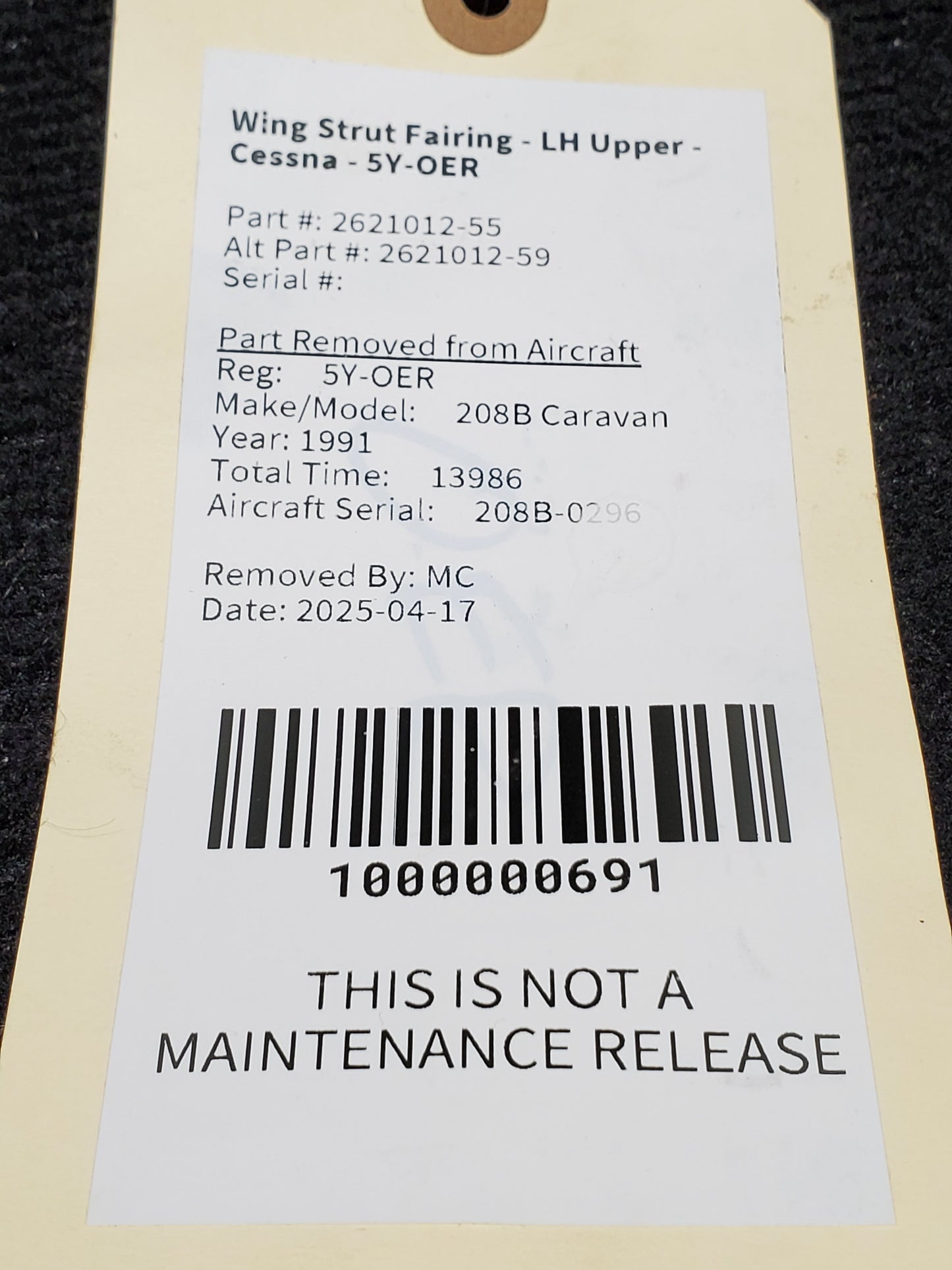 Wing Strut Fairing - LH Upper - Cessna - 5Y-OER