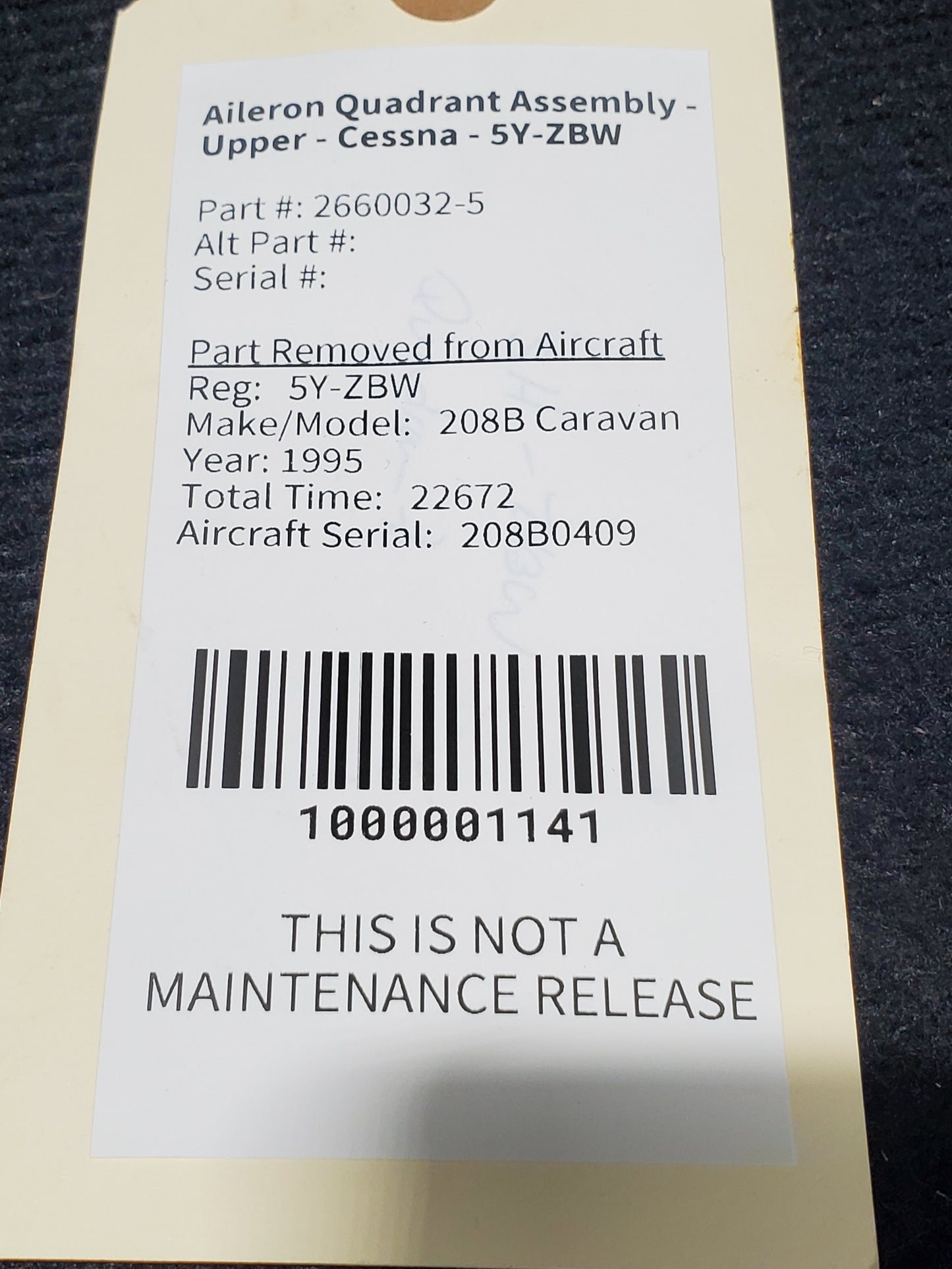 Aileron Quadrant Assembly - Upper - Cessna - 5Y-ZBW