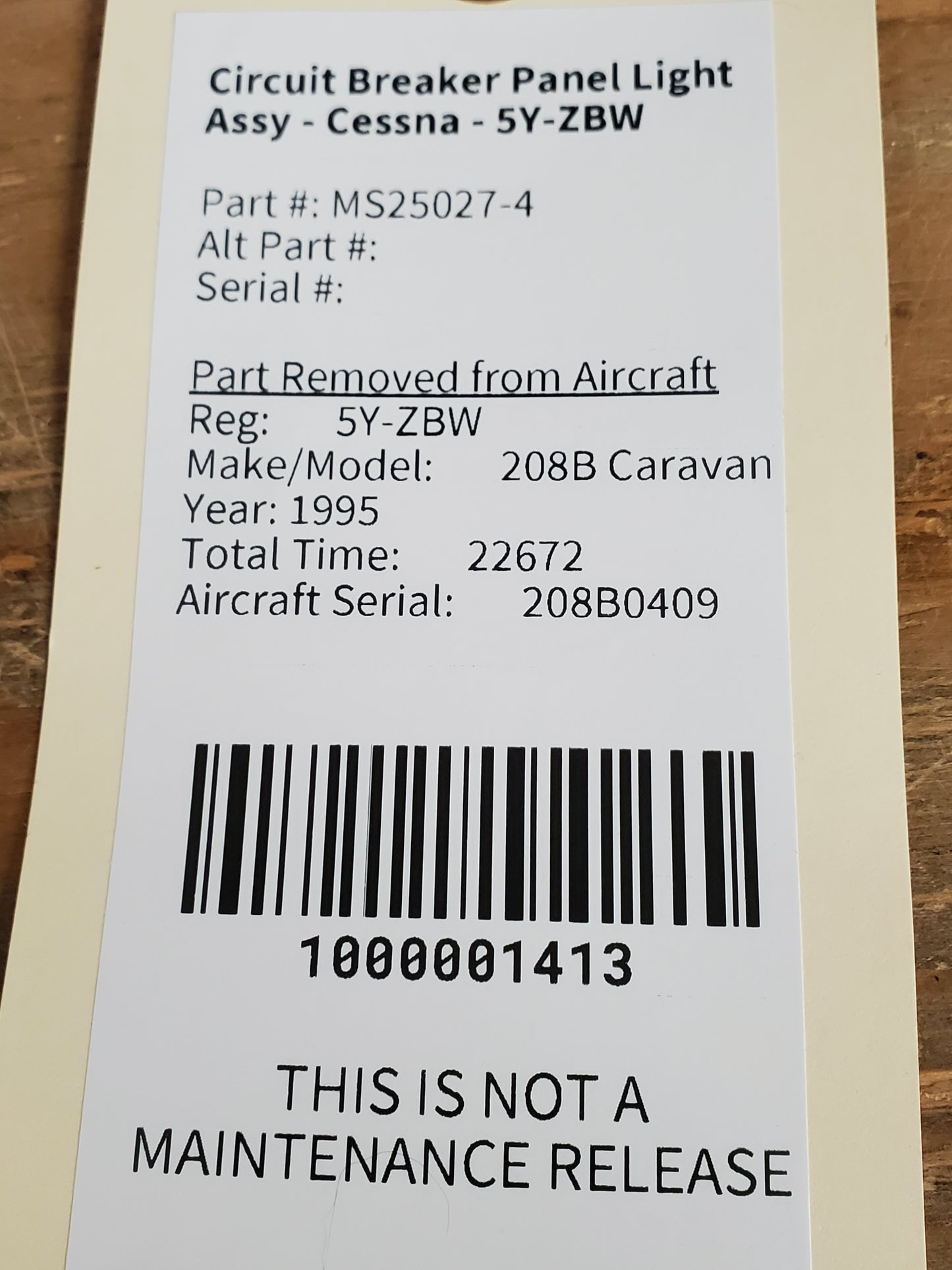 Circuit Breaker Panel Light Assy - Cessna - 5Y-ZBW