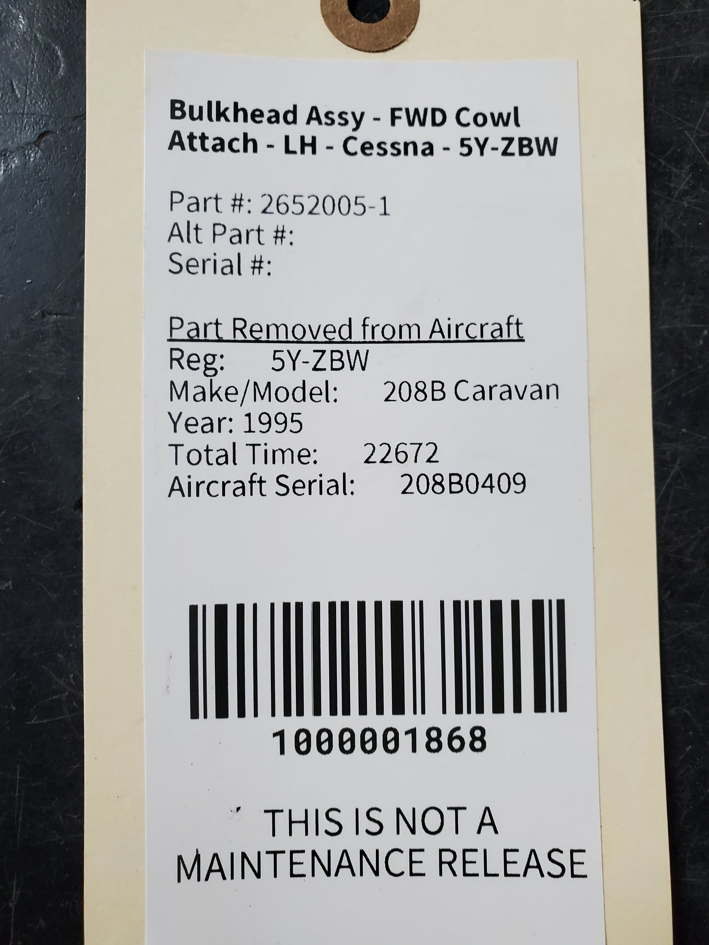 Bulkhead Assy - FWD Cowl Attach - LH - Cessna - 5Y-ZBW