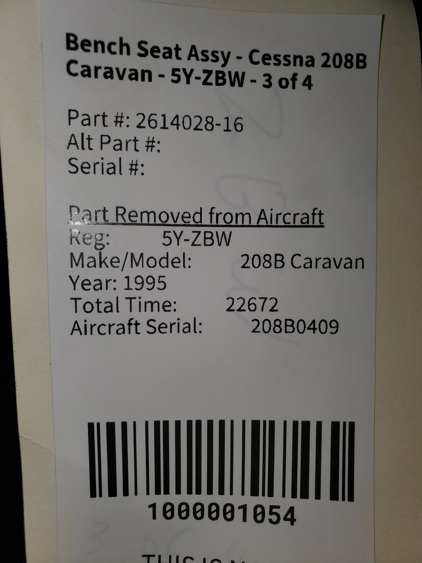 Bench Seat Assy - Cessna 208B Caravan - 5Y-ZBW - 3 of 4