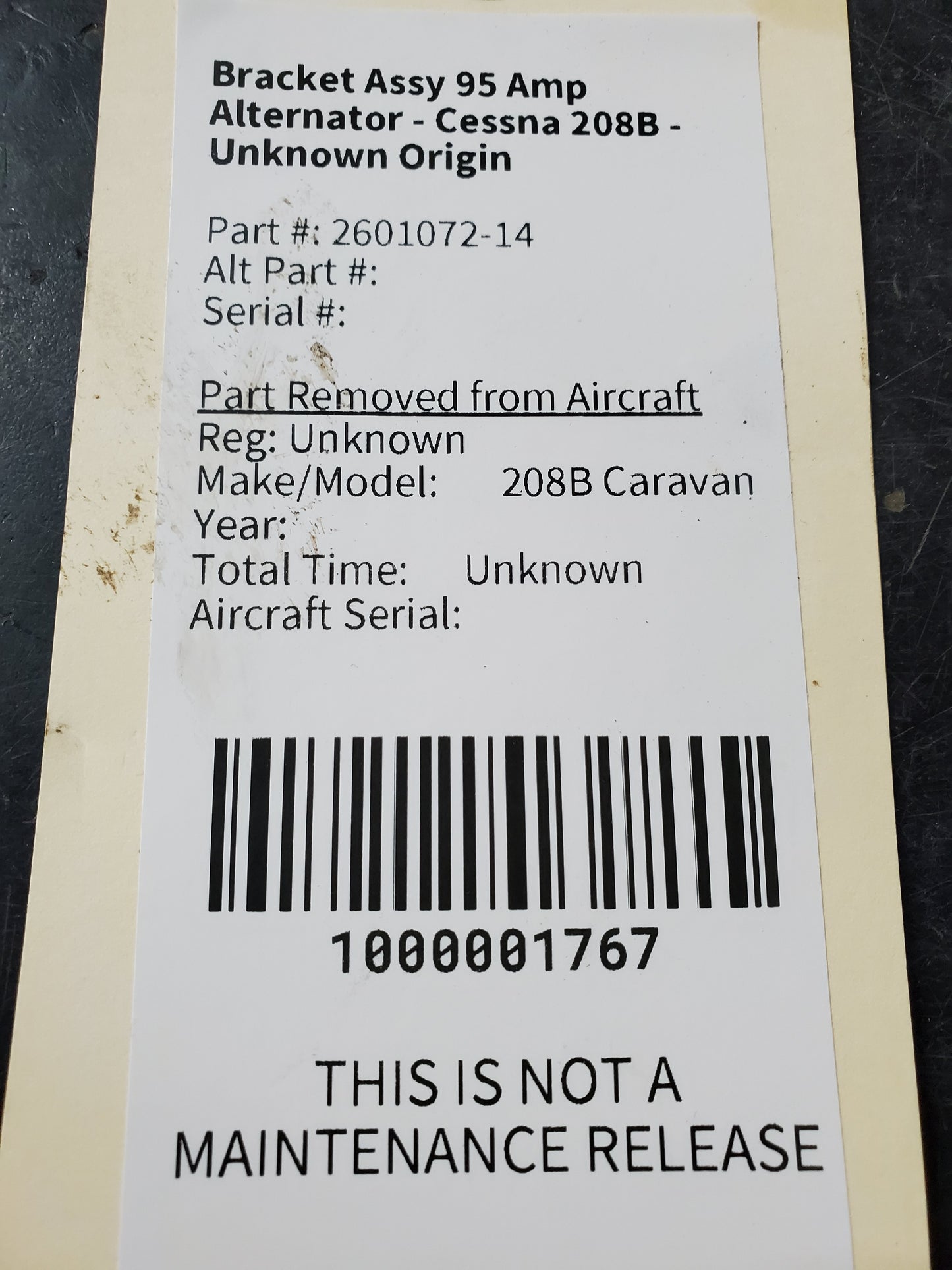 Bracket Assy 95 Amp Alternator - Cessna 208B - Unknown Origin