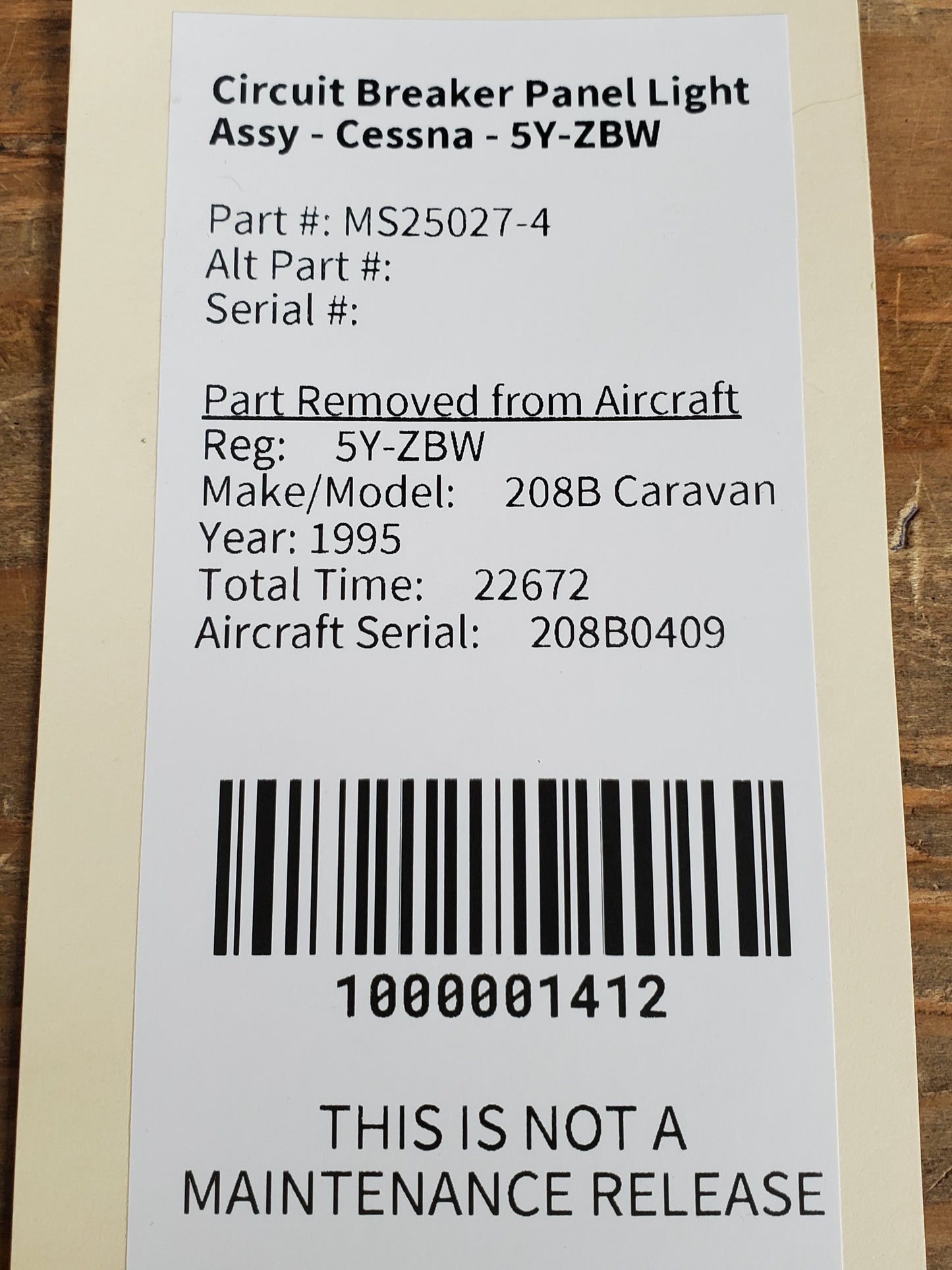 Circuit Breaker Panel Light Assy - Cessna - 5Y-ZBW