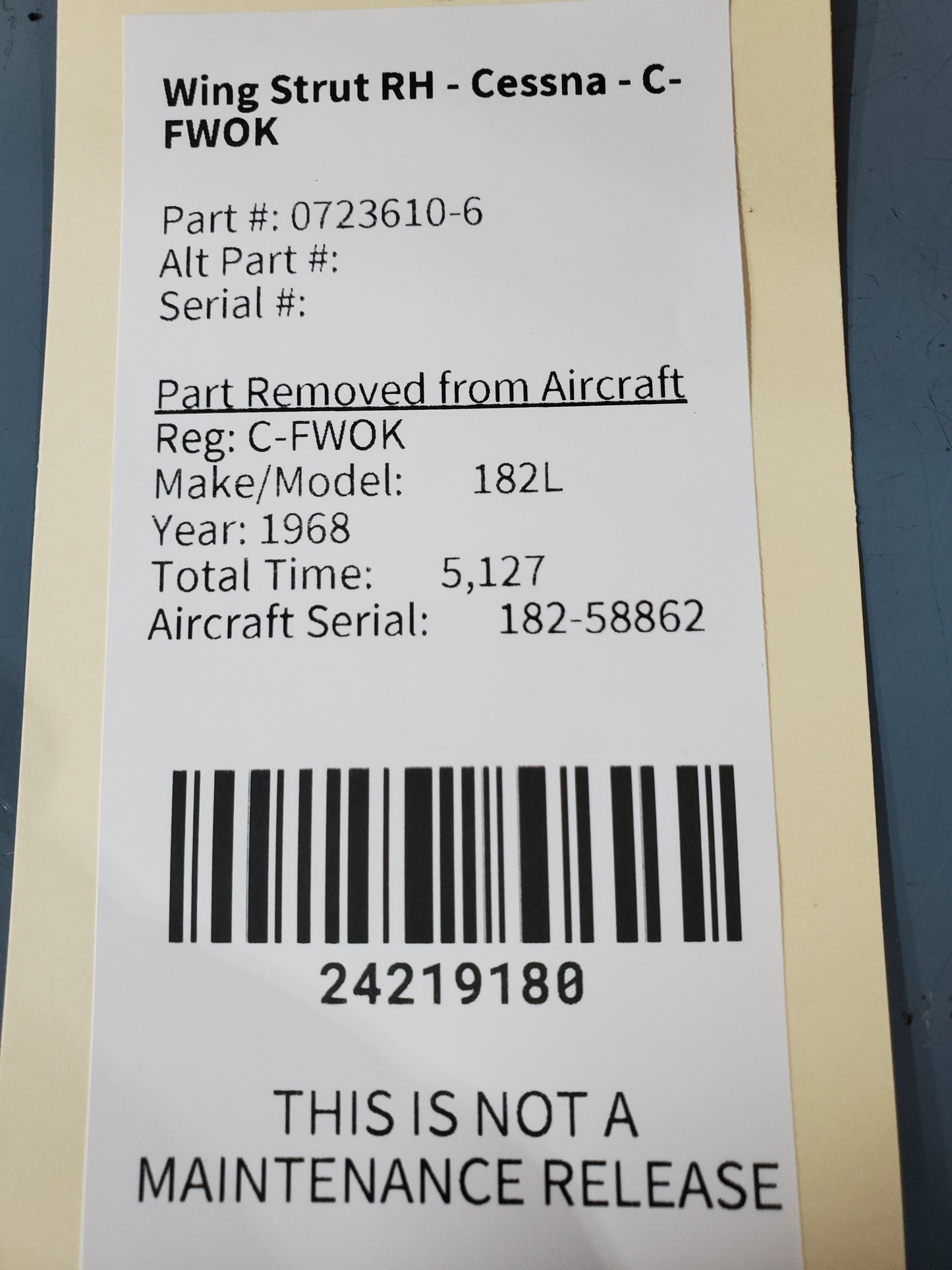 Wing Strut - RH - Cessna - C-FWOK