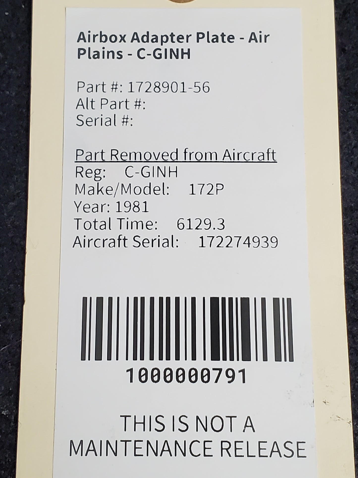 Airbox Adapter Plate - Air Plains - C-GINH