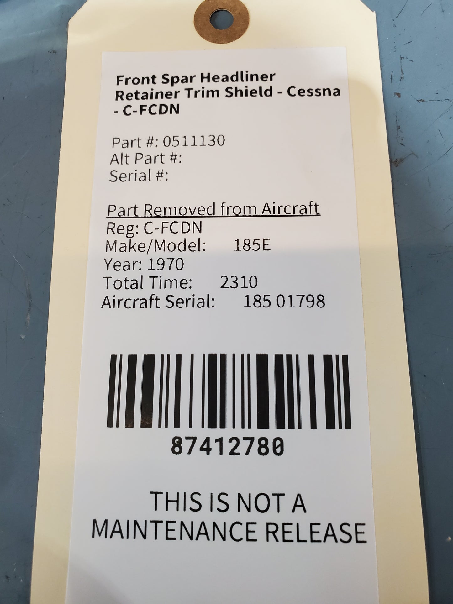 Front Spar Headliner Retainer Trim Shield - Cessna - C-FCDN