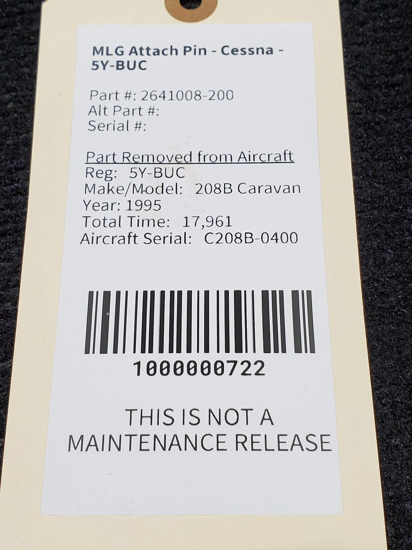 MLG Attach Pin - Cessna - 5Y-BUC
