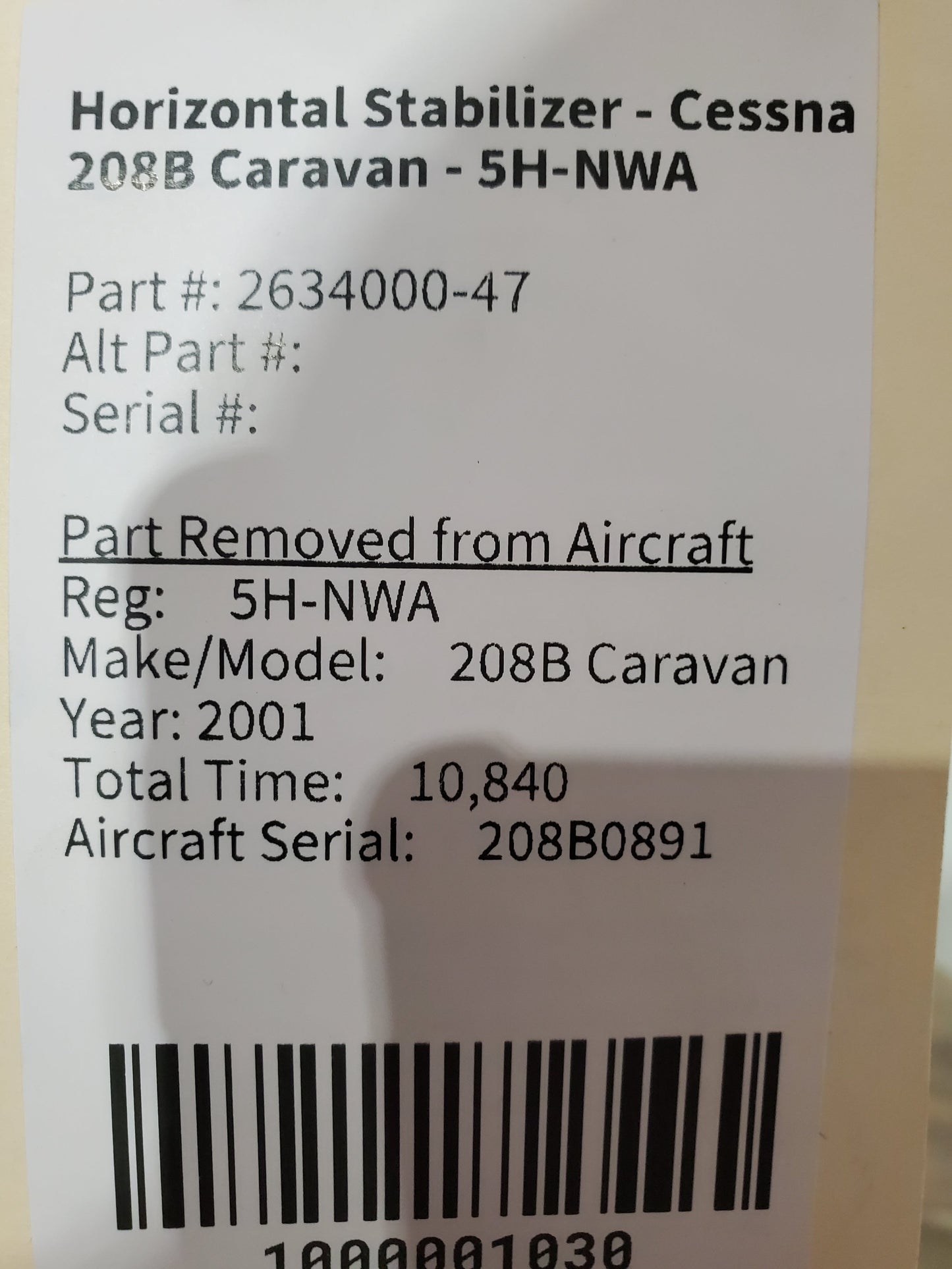 Horizontal Stabilizer - Cessna 208B Caravan - 5H-NWA