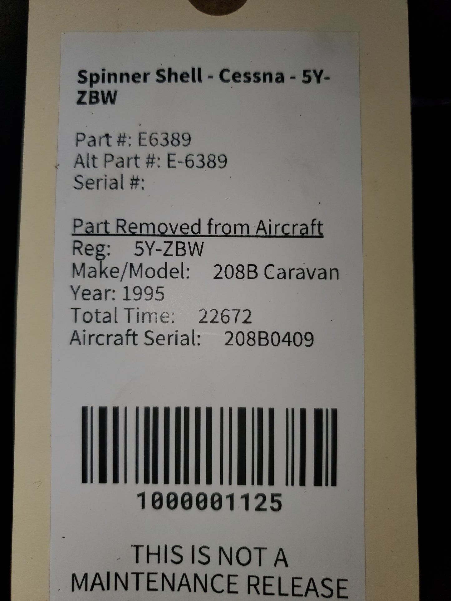 Spinner Shell - Cessna - 5Y-ZBW