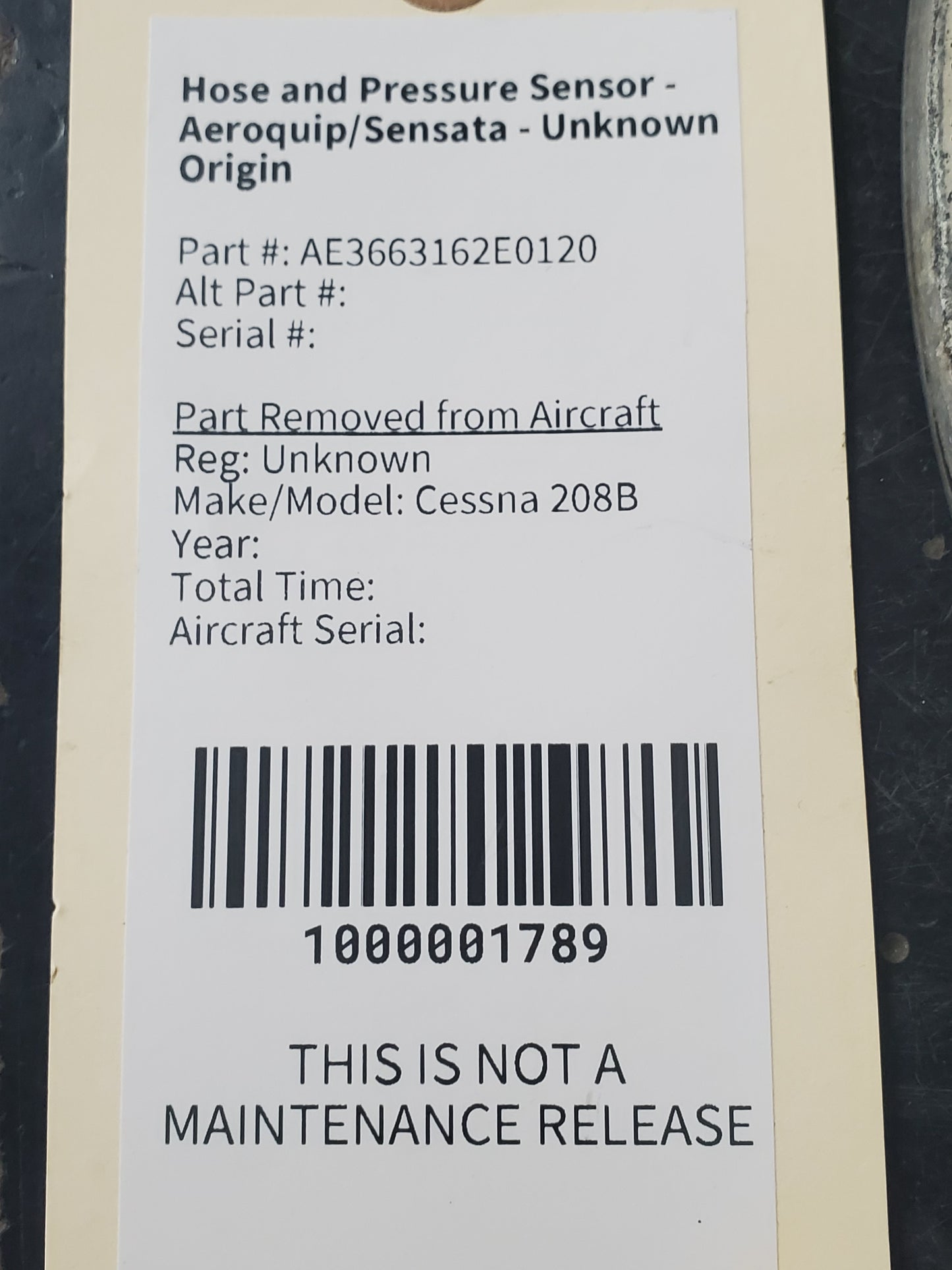 Hose and Pressure Sensor - Aeroquip/Sensata - Unknown Origin
