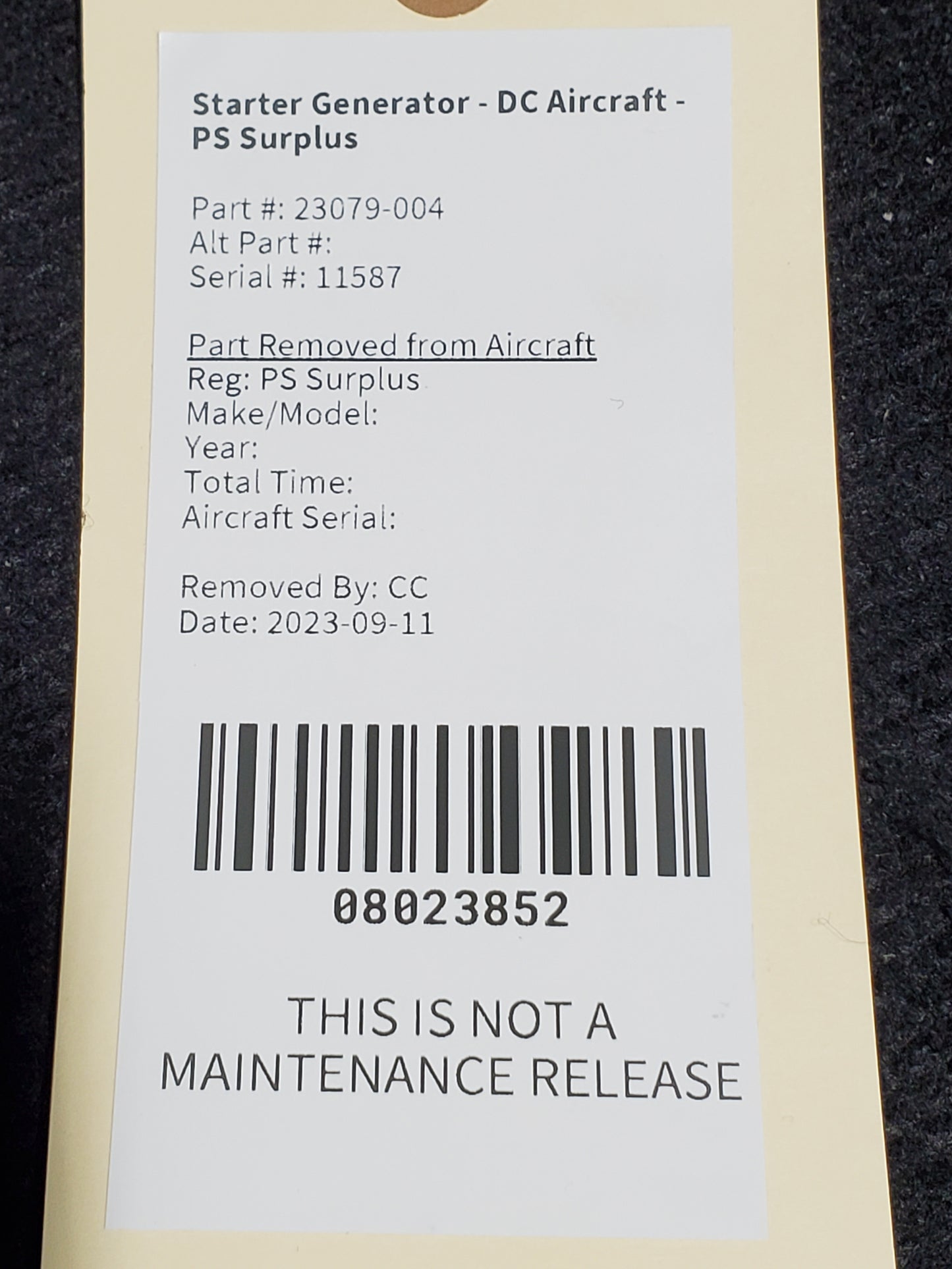 Starter Generator - DC Aircraft - PS Surplus